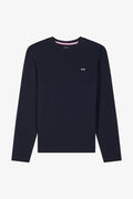 Regular navy long-sleeved cotton T-shirt with N°10 embroidery