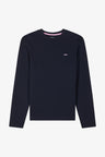 Regular navy long-sleeved cotton T-shirt with N°10 embroidery