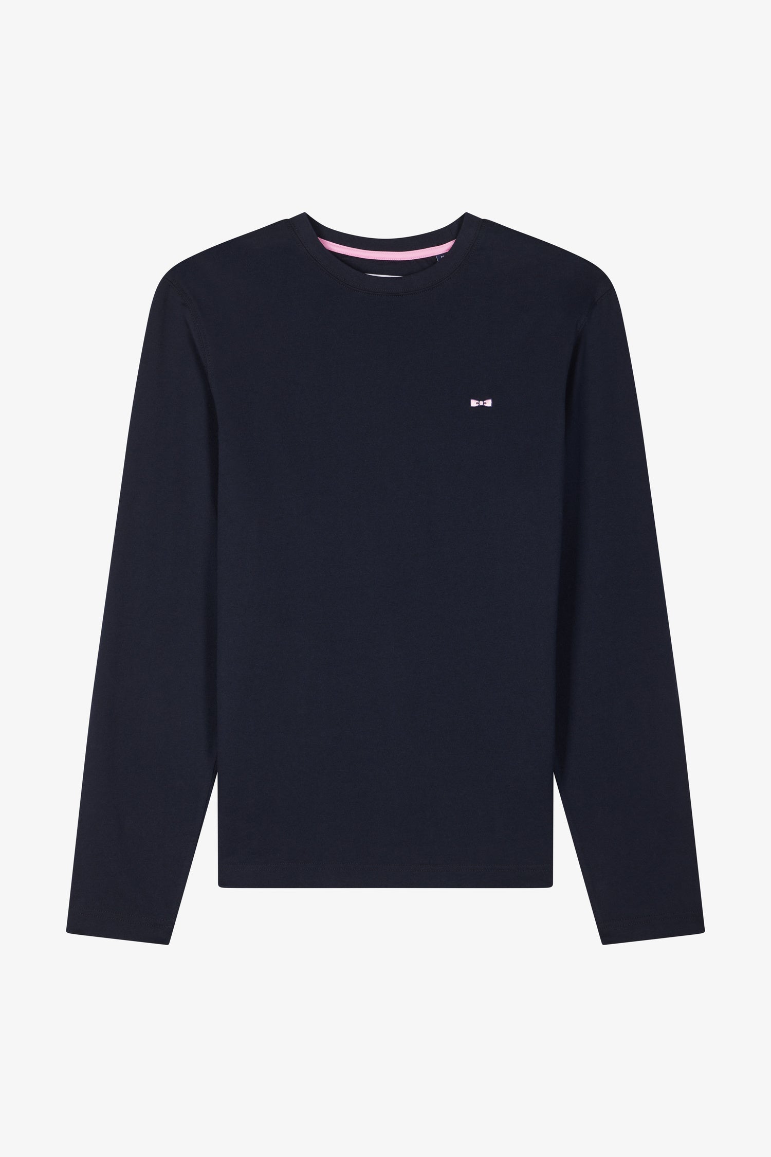 Regular navy long-sleeved cotton T-shirt with N°10 embroidery