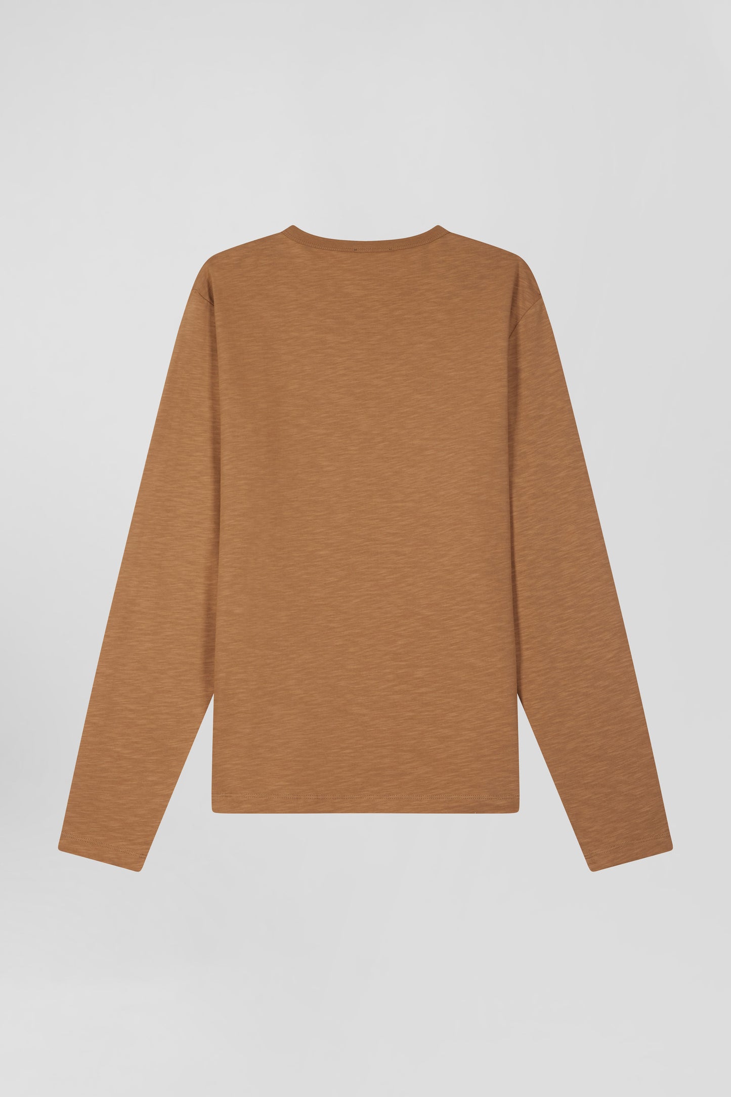 Slim camel long-sleeved cotton T-shirt