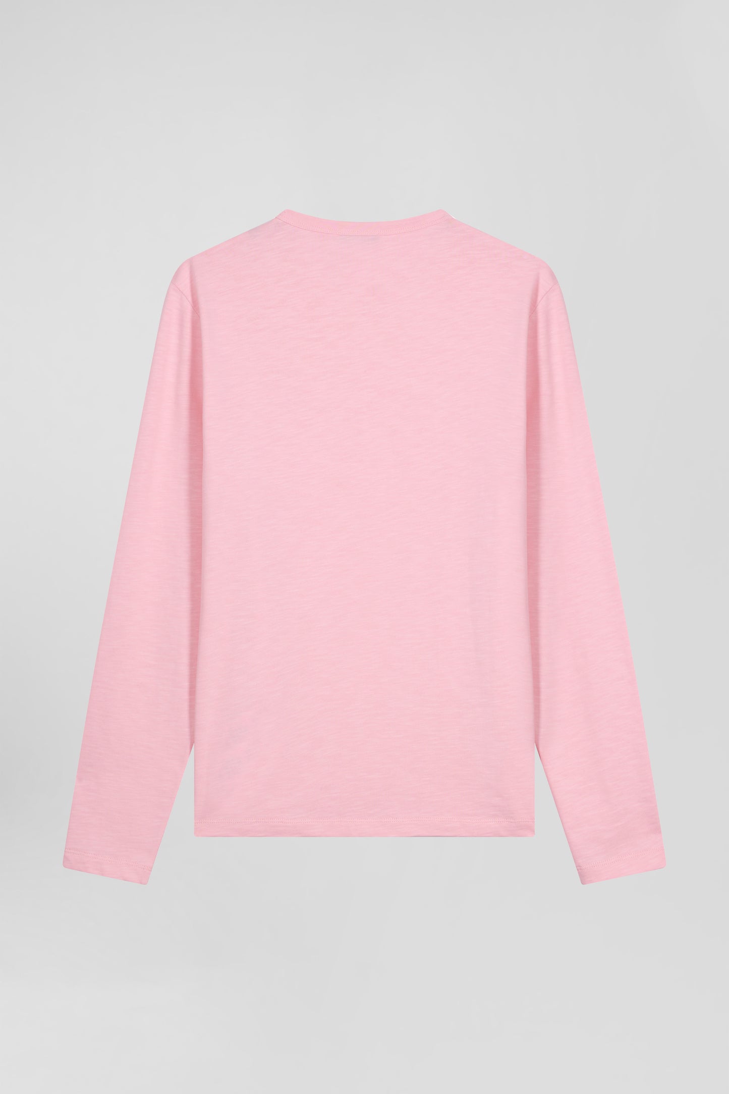 T-shirt manches longues en coton uni rose coupe Slim