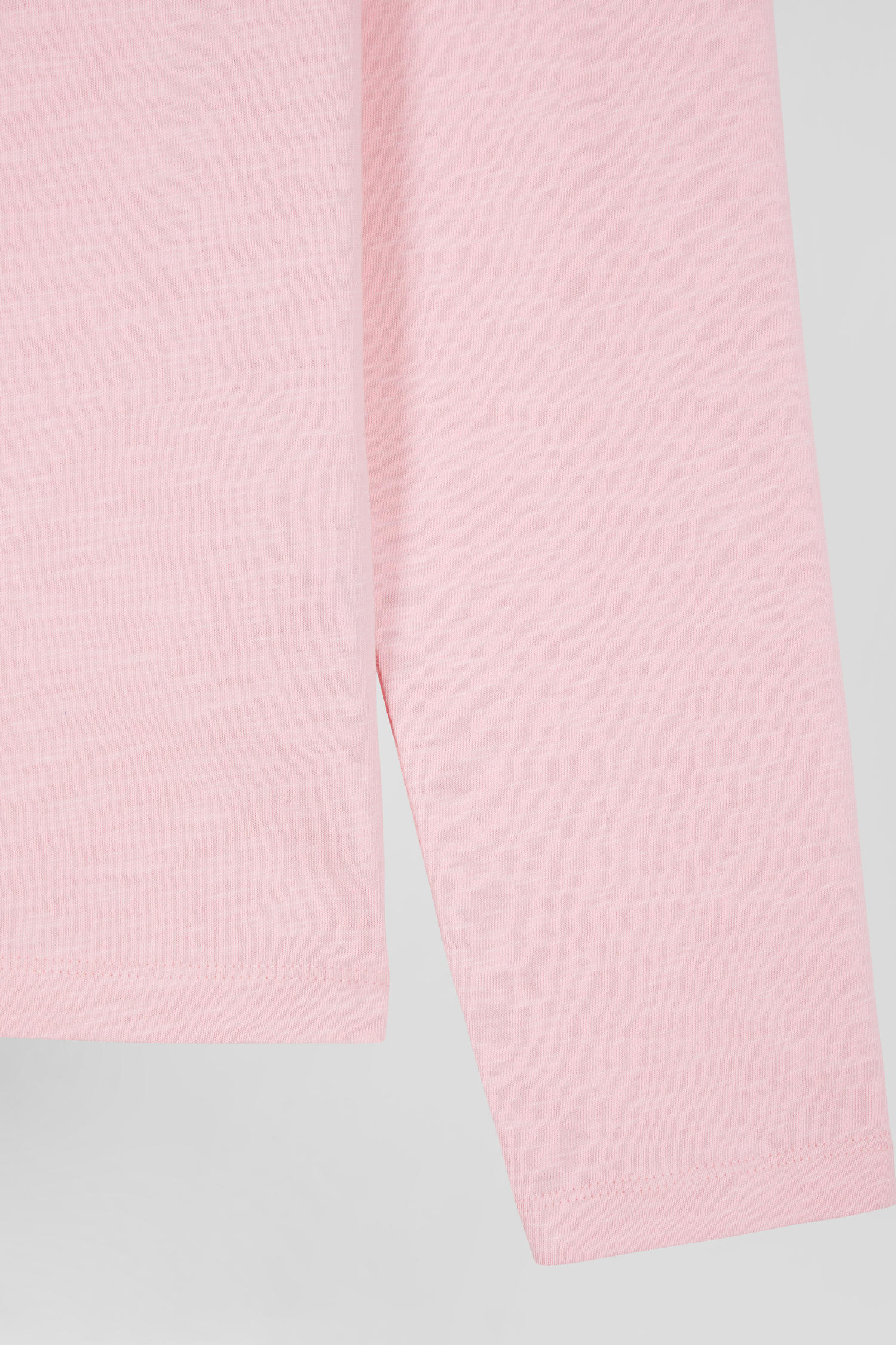 T-shirt manches longues en coton uni rose coupe Slim