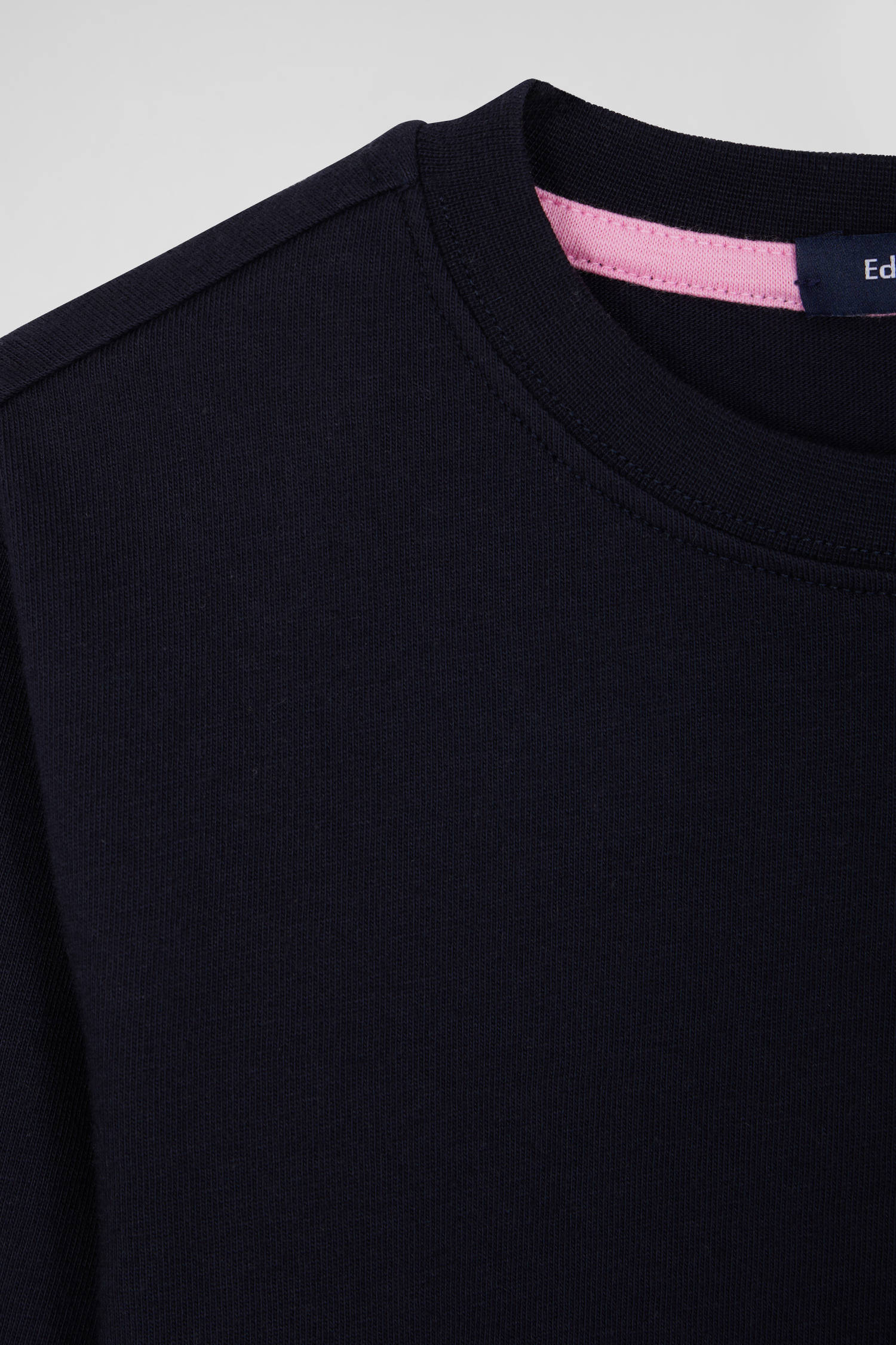 Regular navy blue long-sleeved cotton T-shirt with N°10 embroidery