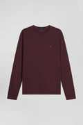 Regular burgundy long-sleeved Pima cotton T-shirt