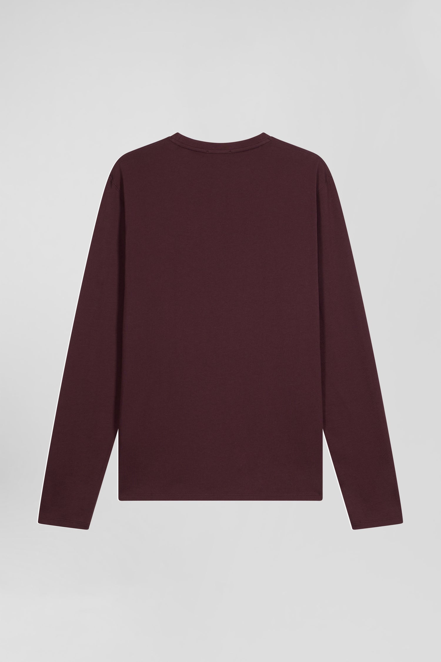 Regular burgundy long-sleeved Pima cotton T-shirt