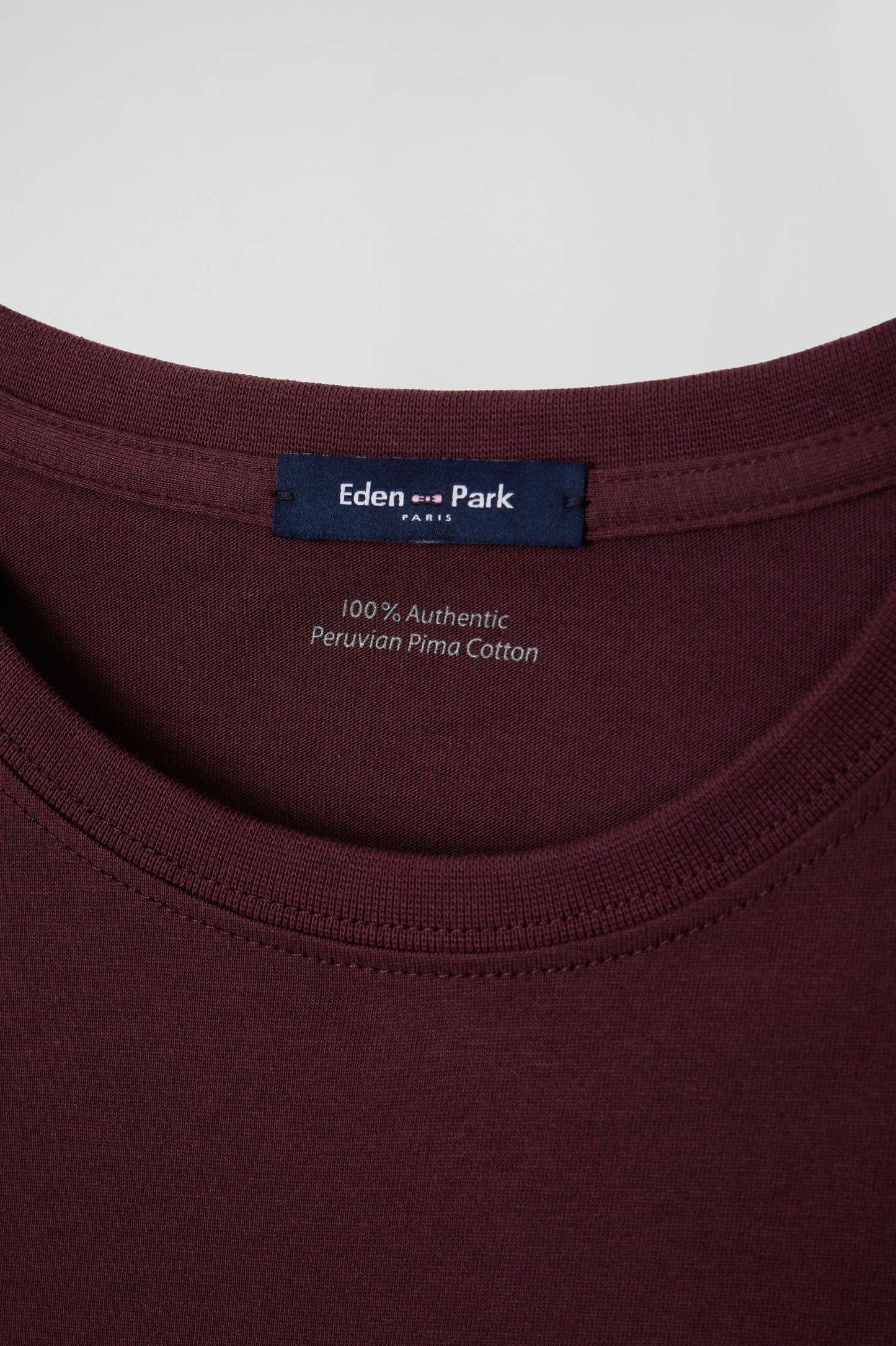 Regular burgundy long-sleeved Pima cotton T-shirt