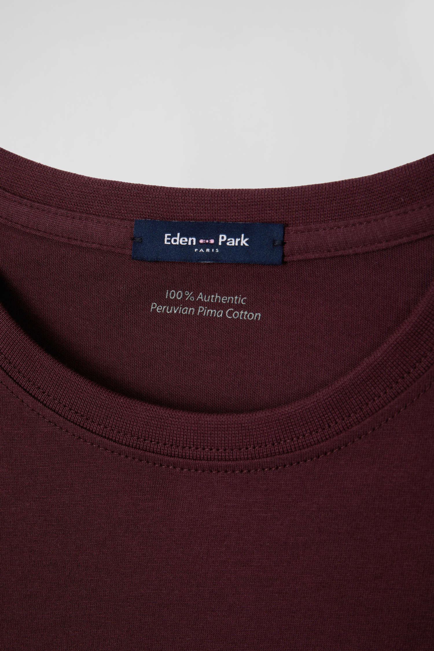 Regular burgundy long-sleeved Pima cotton T-shirt