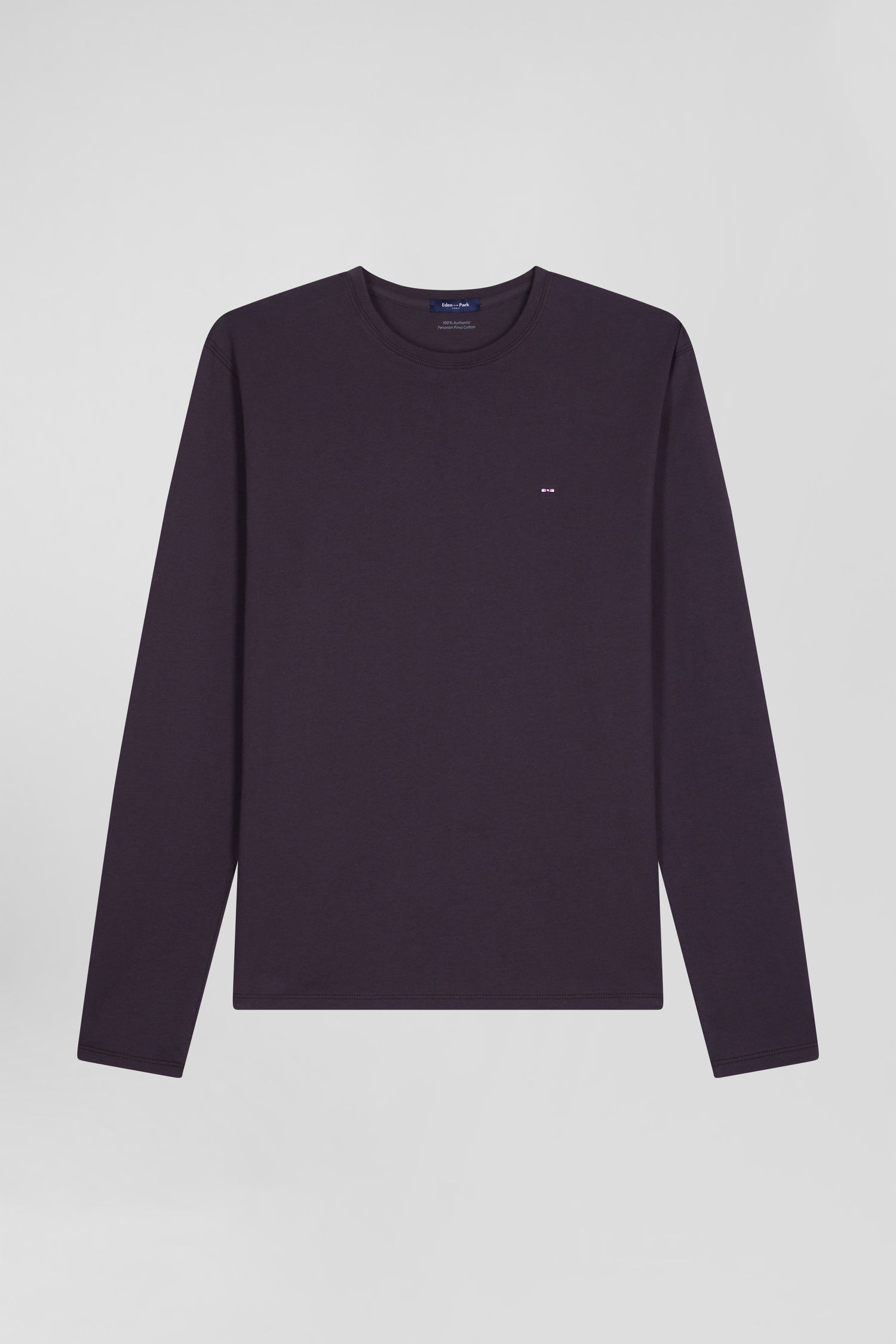 Regular navy blue long-sleeved Pima cotton T-shirt