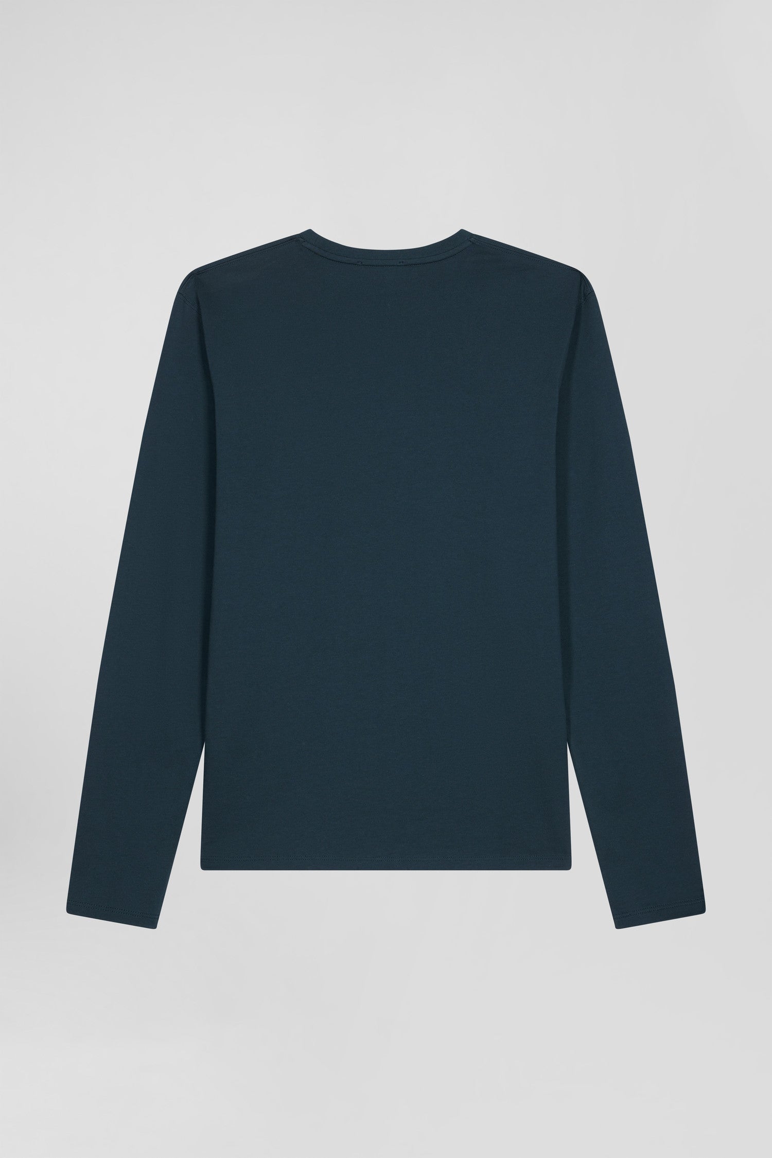 Regular blue-green long-sleeved Pima cotton T-shirt