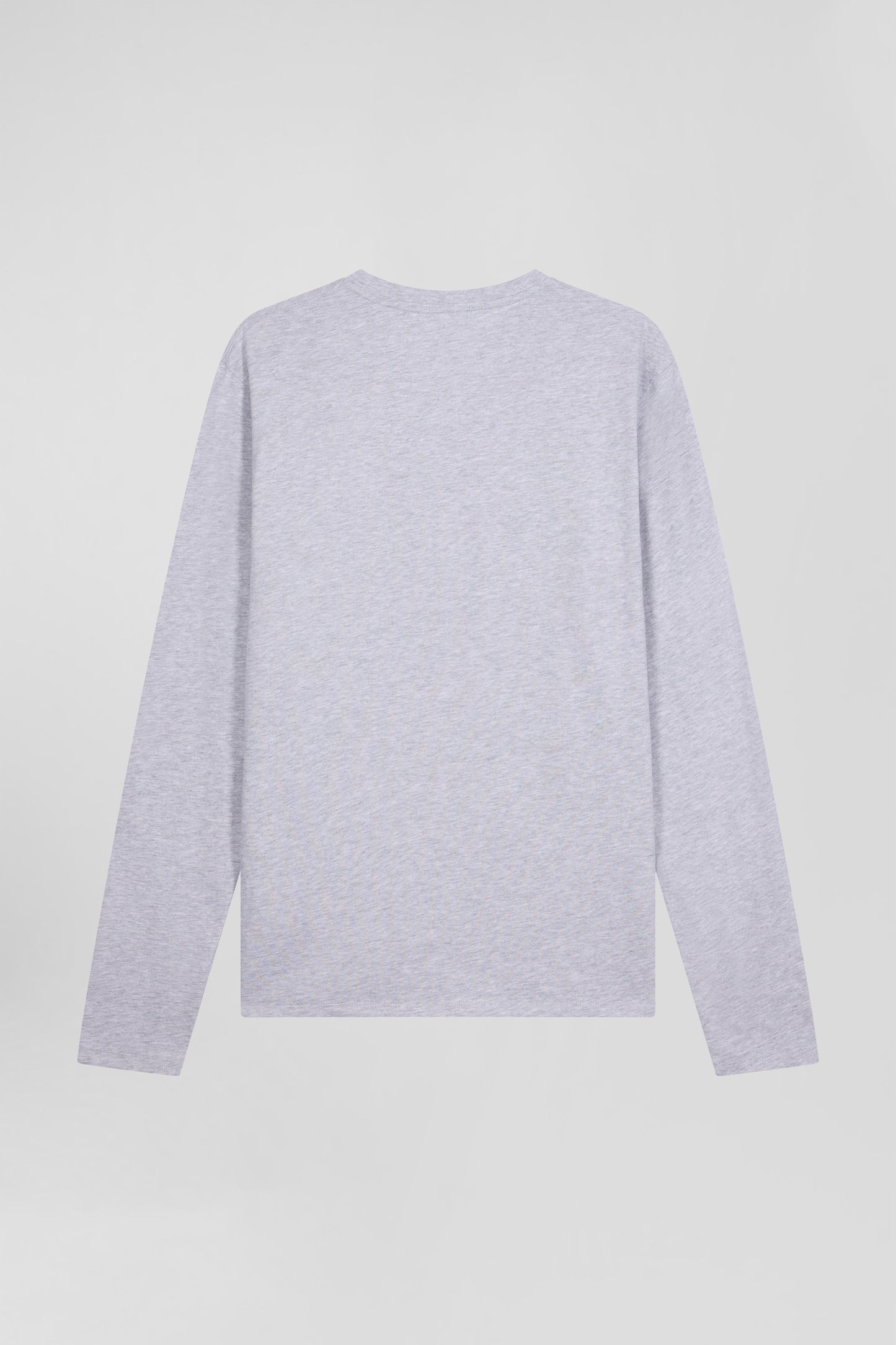 Regular grey long-sleeved cotton T-shirt