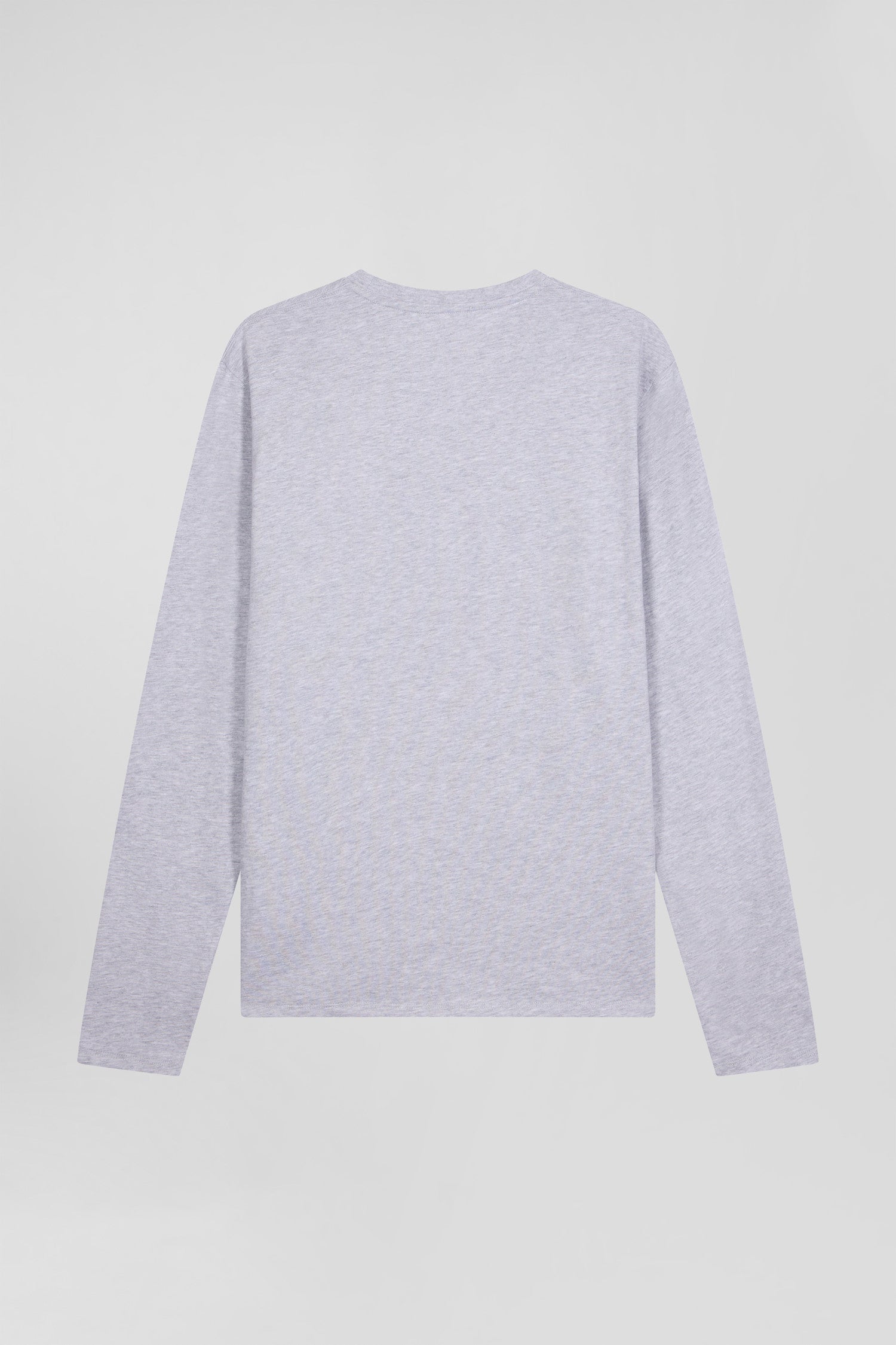 Regular grey long-sleeved cotton T-shirt