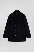 Navy blue wool blend pea coat