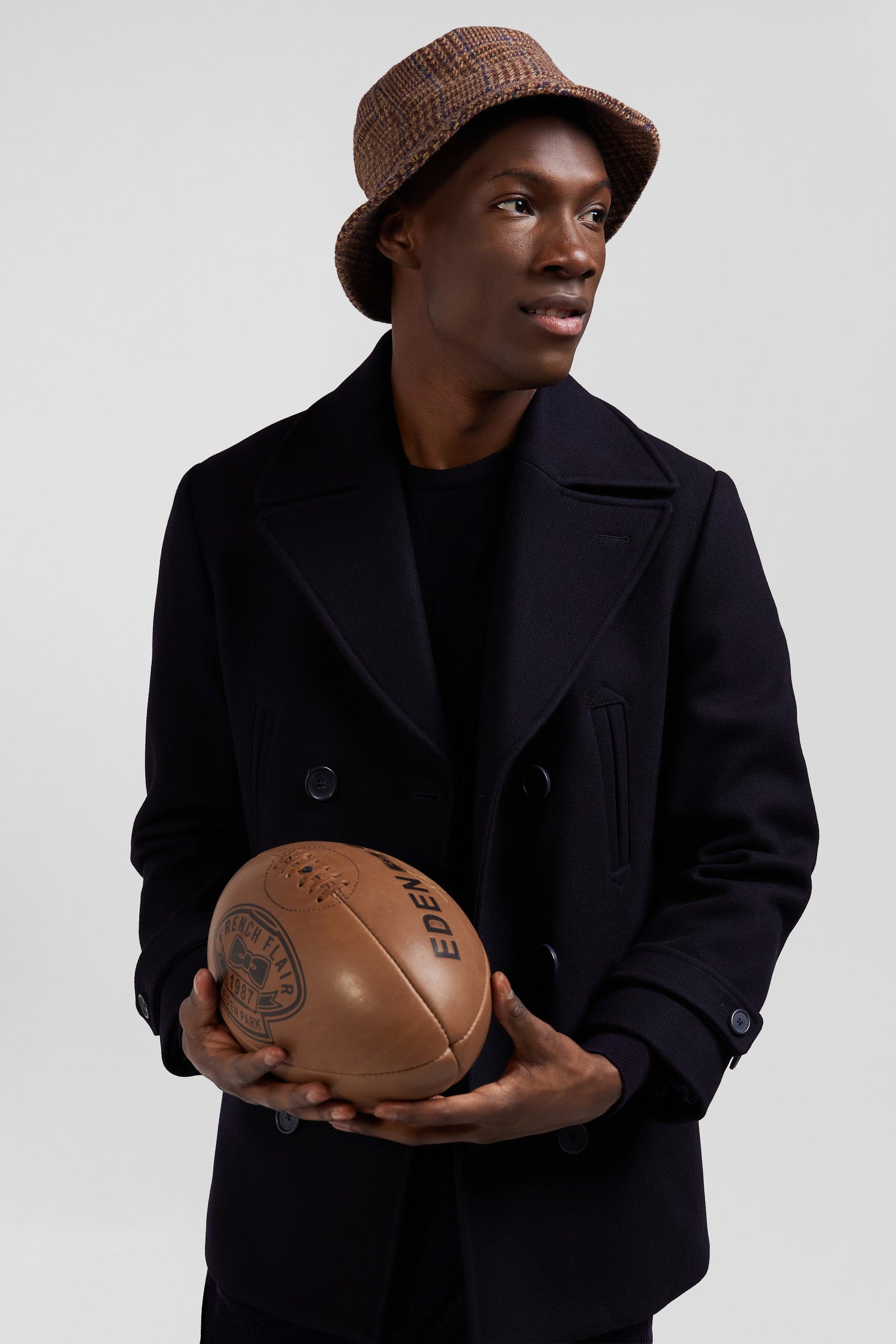 Navy blue wool blend pea coat