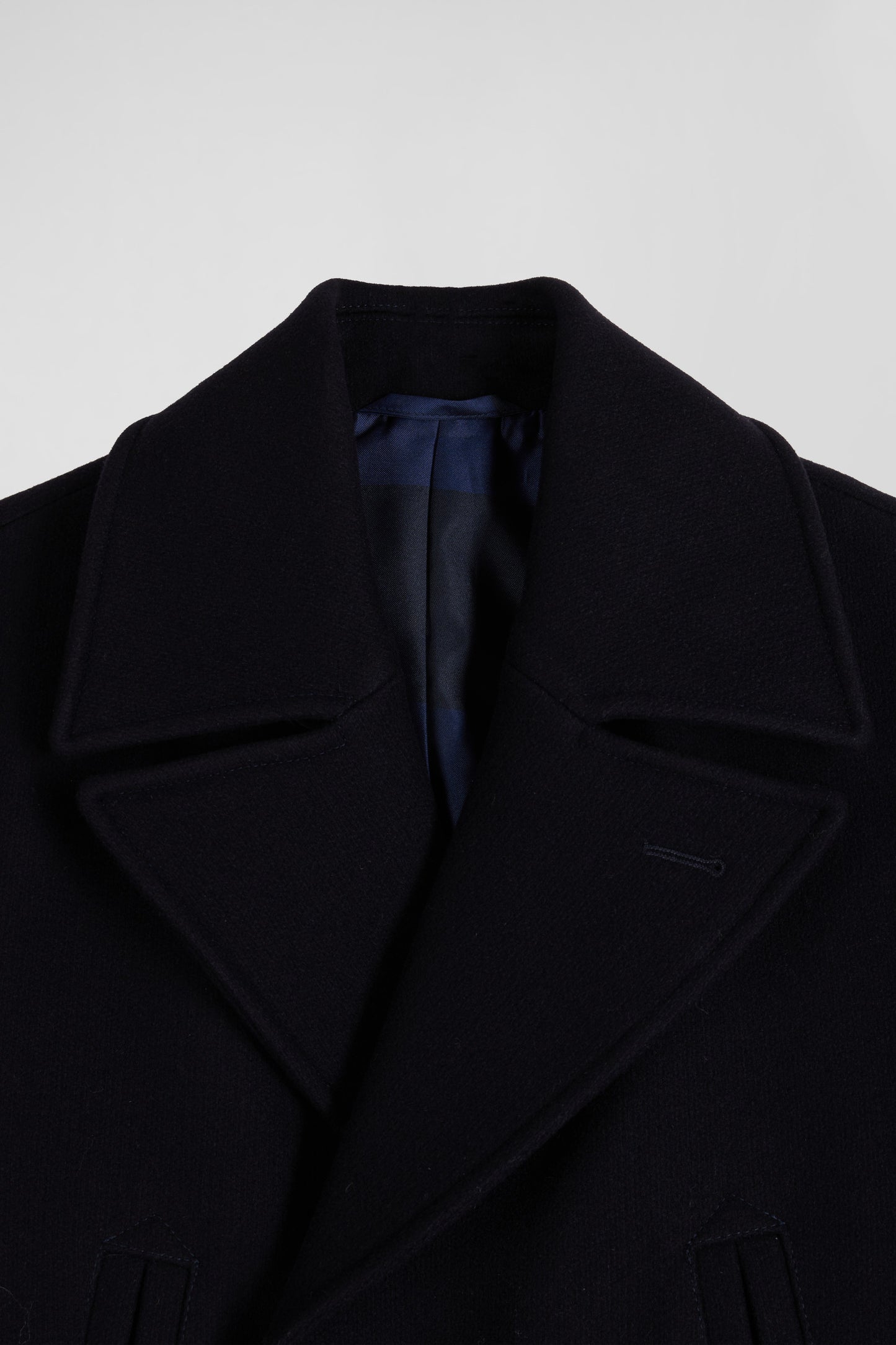 Navy blue wool blend pea coat