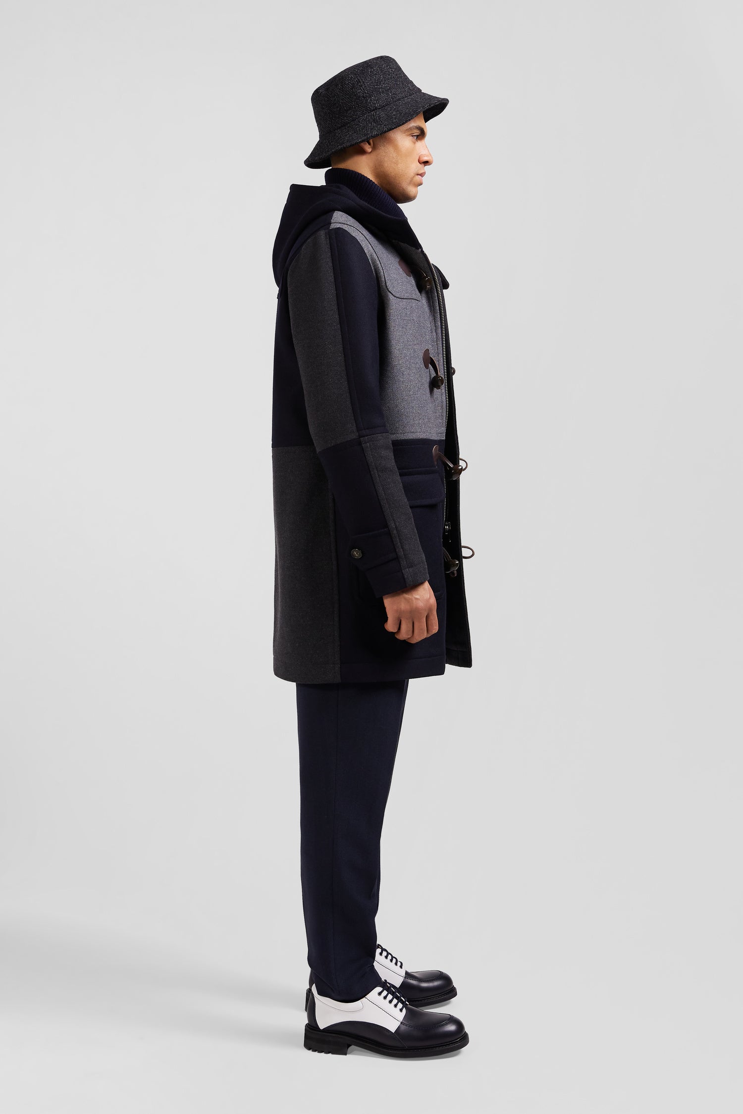 Navy blue Barbarian wool blend duffle coat