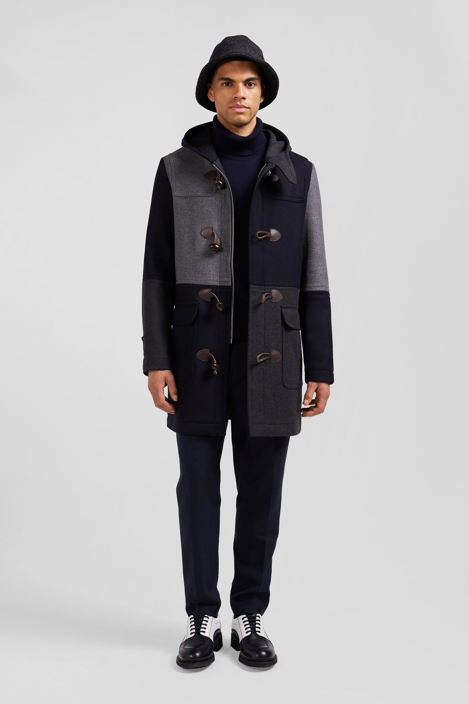 Navy blue Barbarian wool blend duffle coat