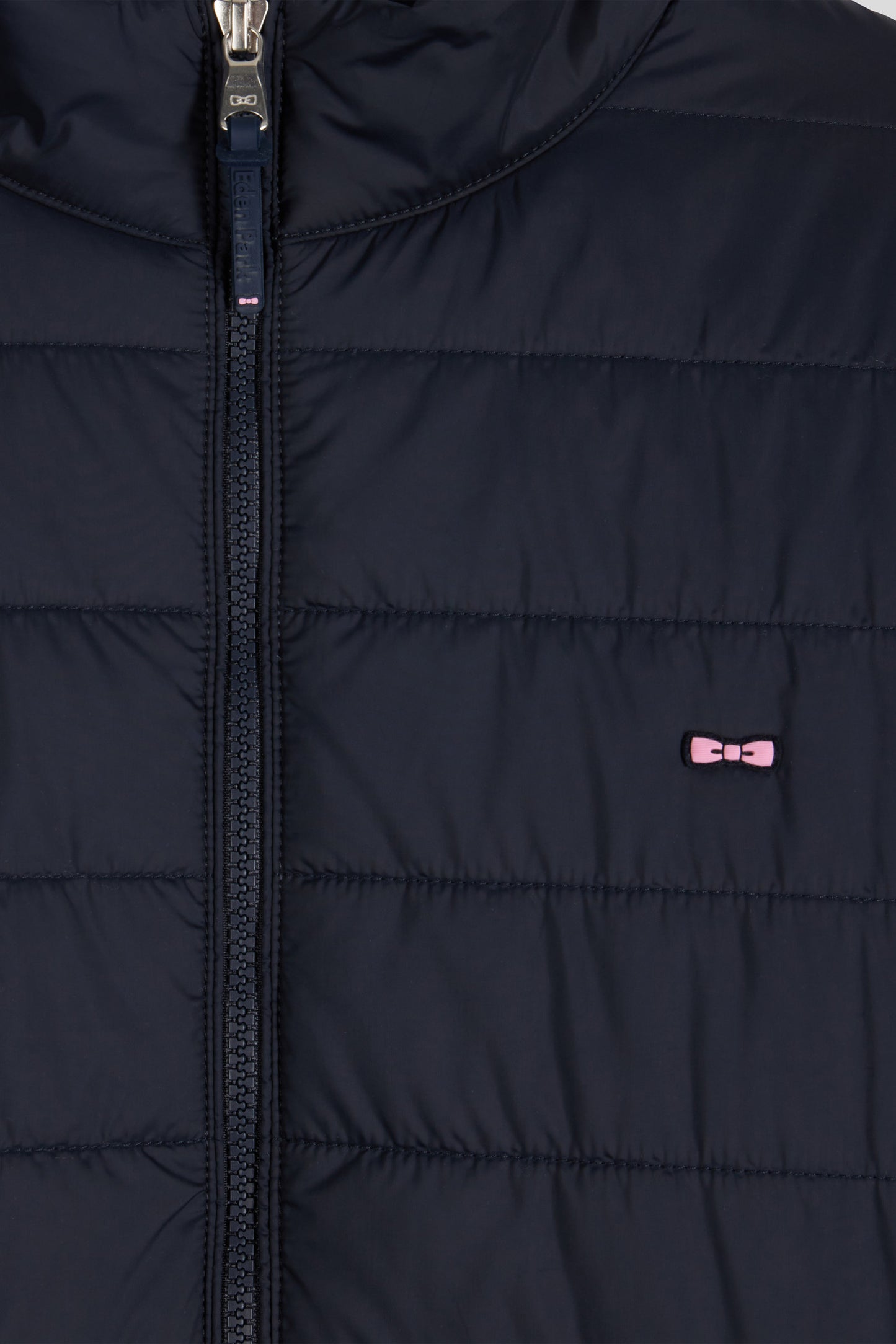 Navy blue long-sleeved high collar down jacket