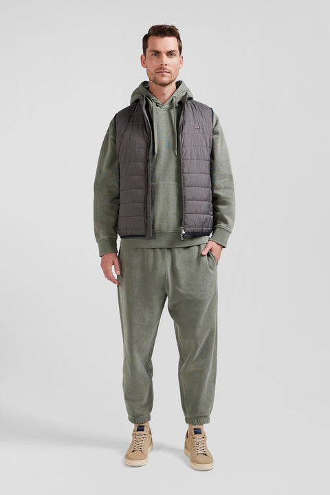 Grey quilted sleeveless high collar down vest - Image 1