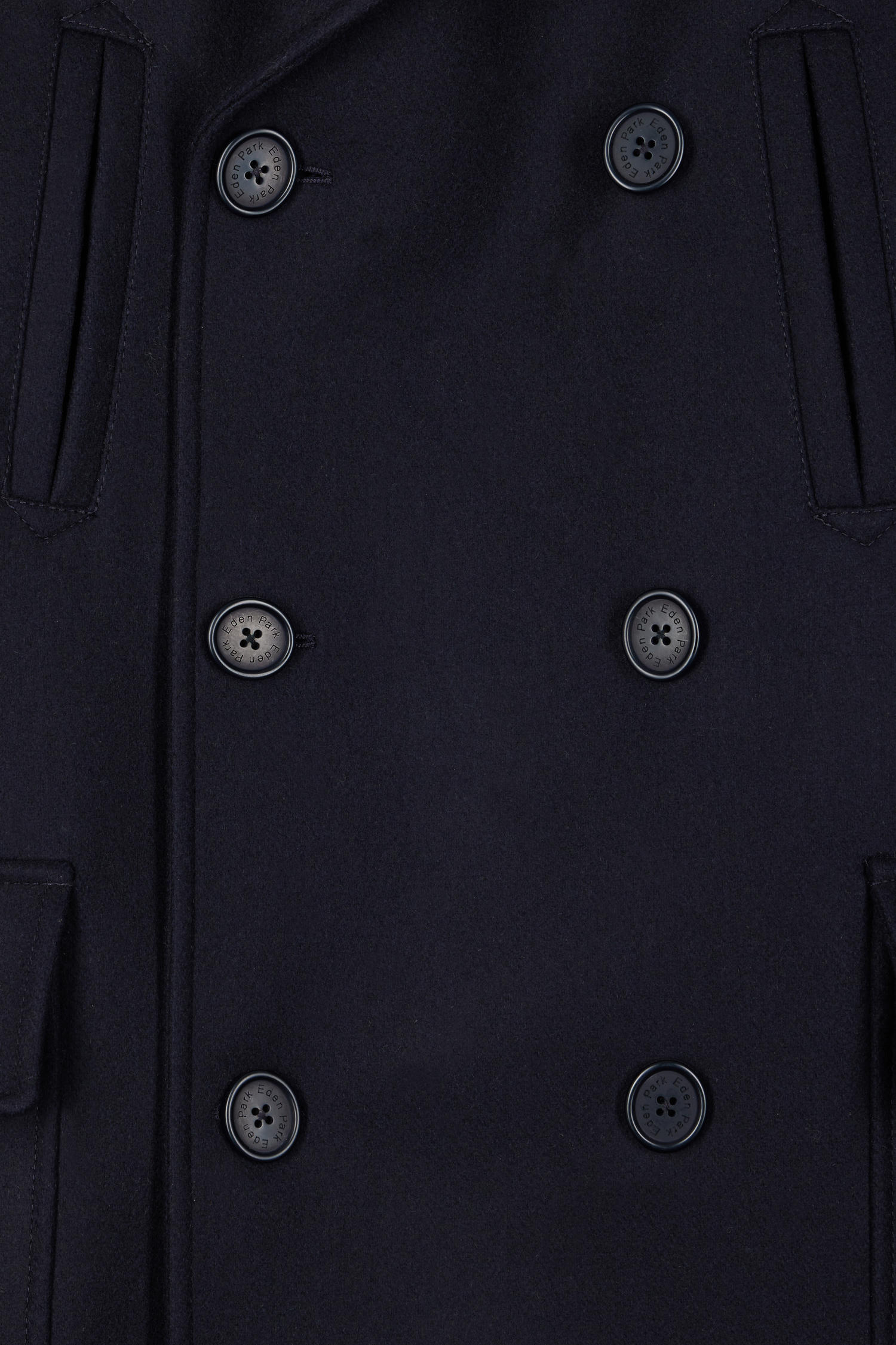 Navy blue double-breasted wool blend coat