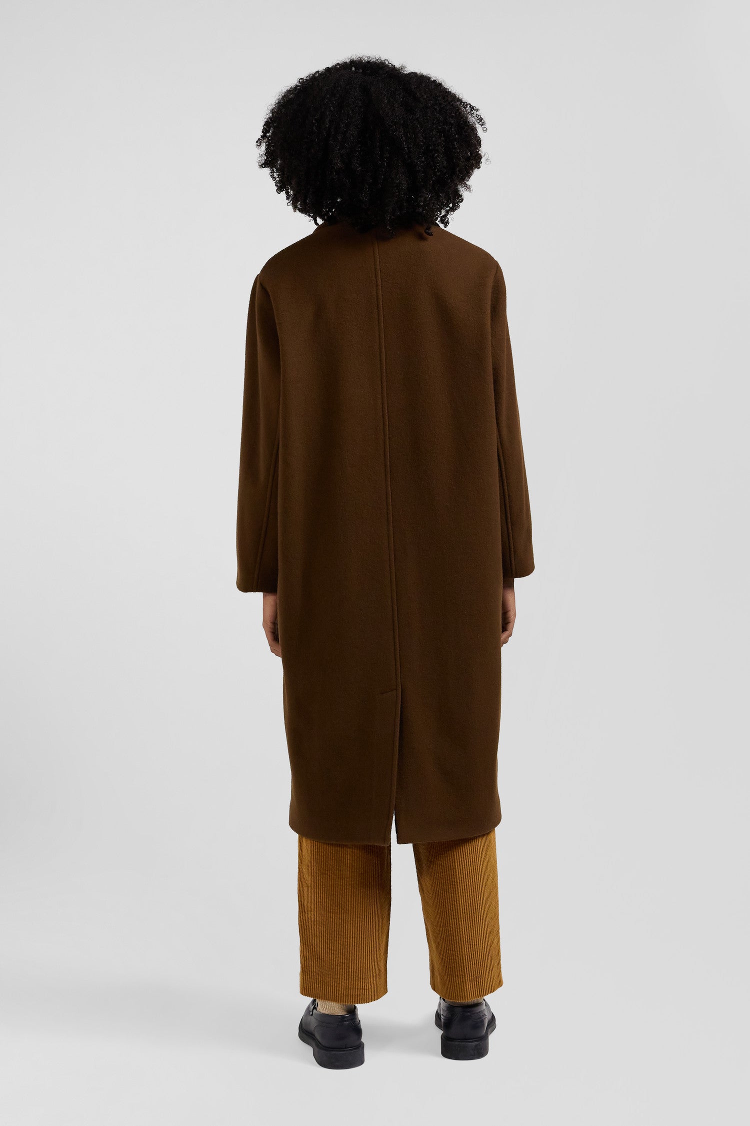 Oversize brown wool blend coat