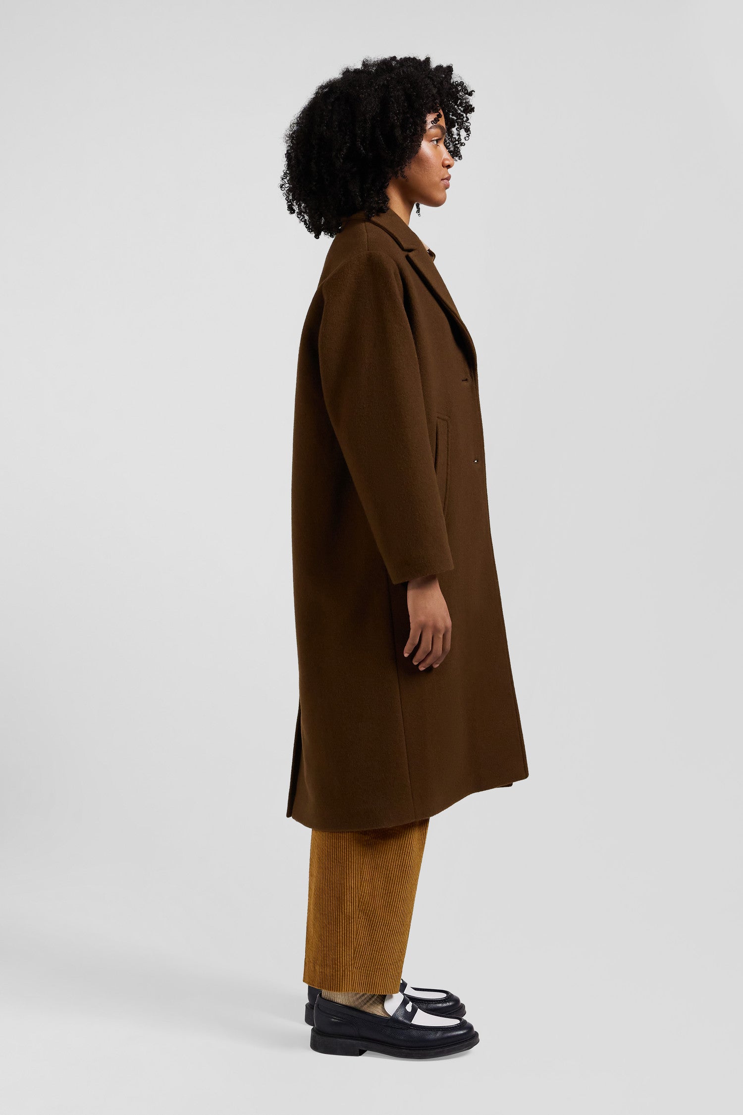 Oversize brown wool blend coat