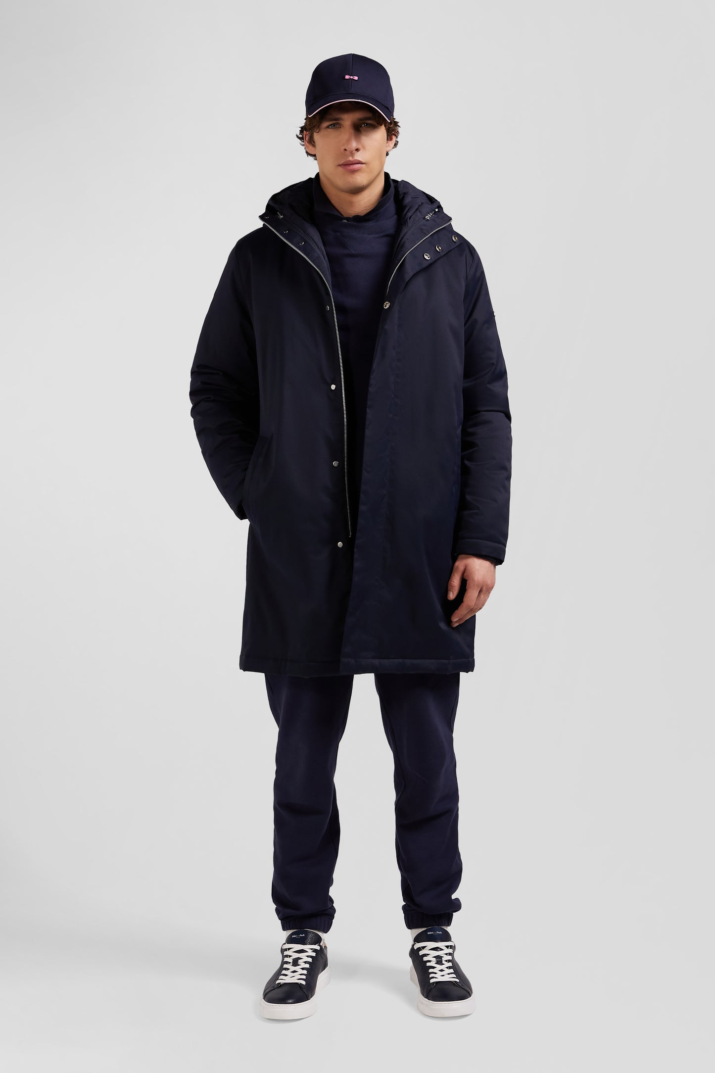 Navy blue 2-in-1 nylon parka and down jacket