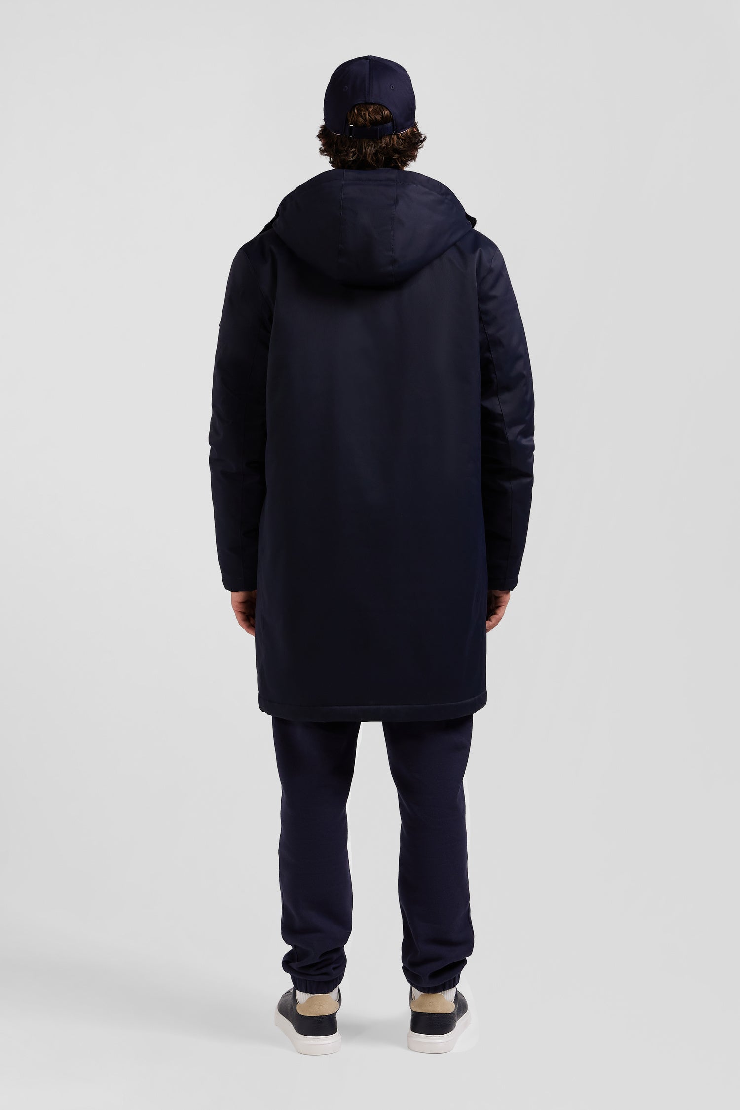 Navy blue 2-in-1 nylon parka and down jacket