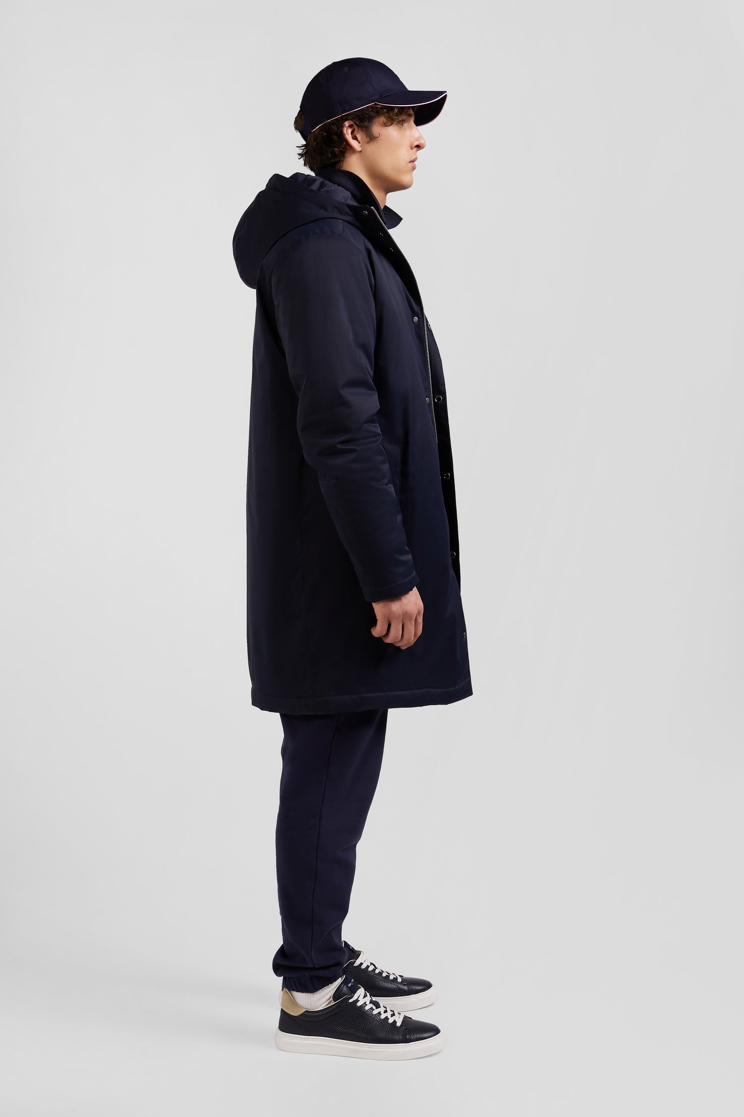 Navy blue 2-in-1 nylon parka and down jacket