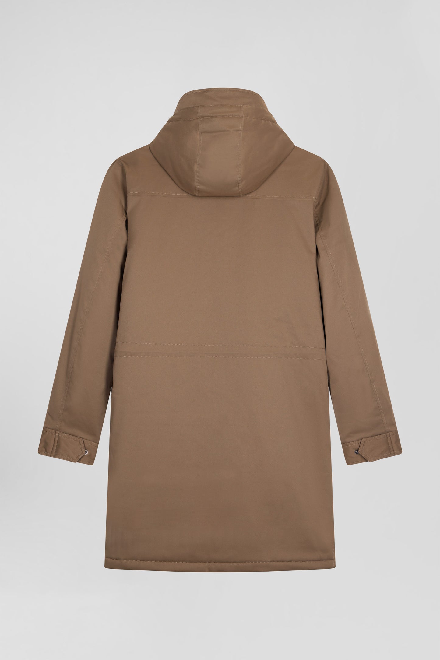 Parka longue à capuche en nylon marron