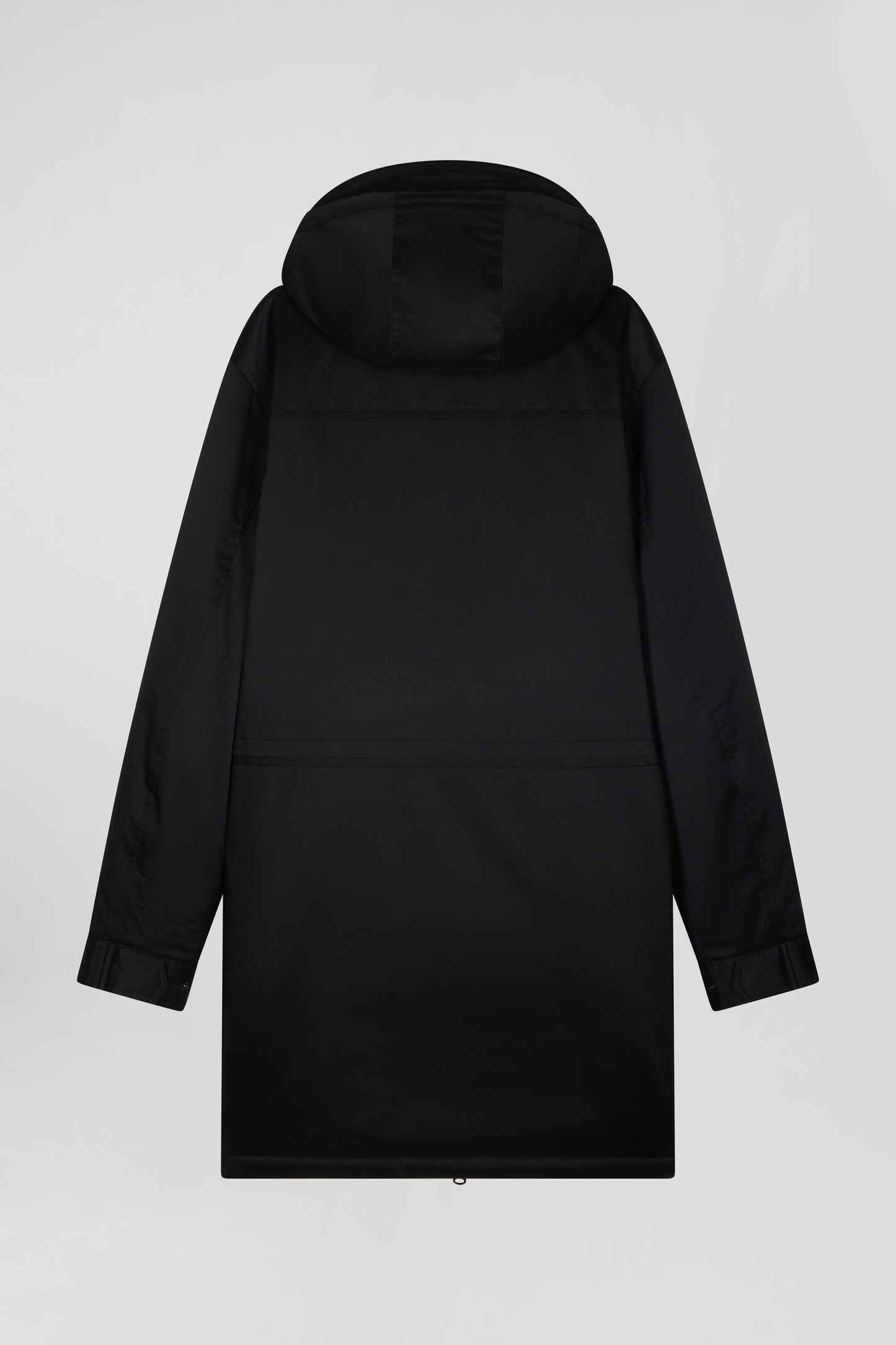 Parka longue à capuche en nylon noir