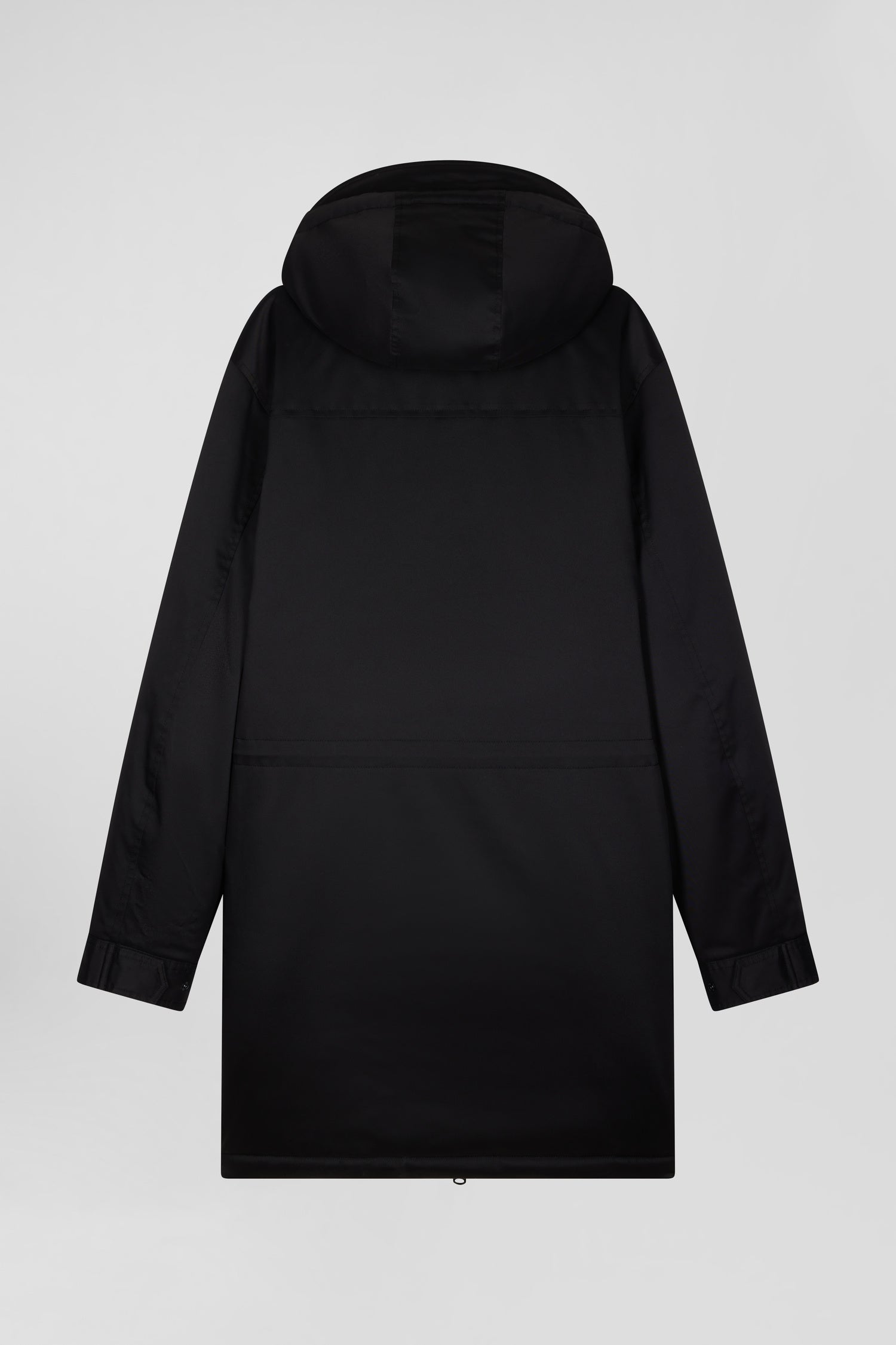 Parka longue à capuche en nylon noir