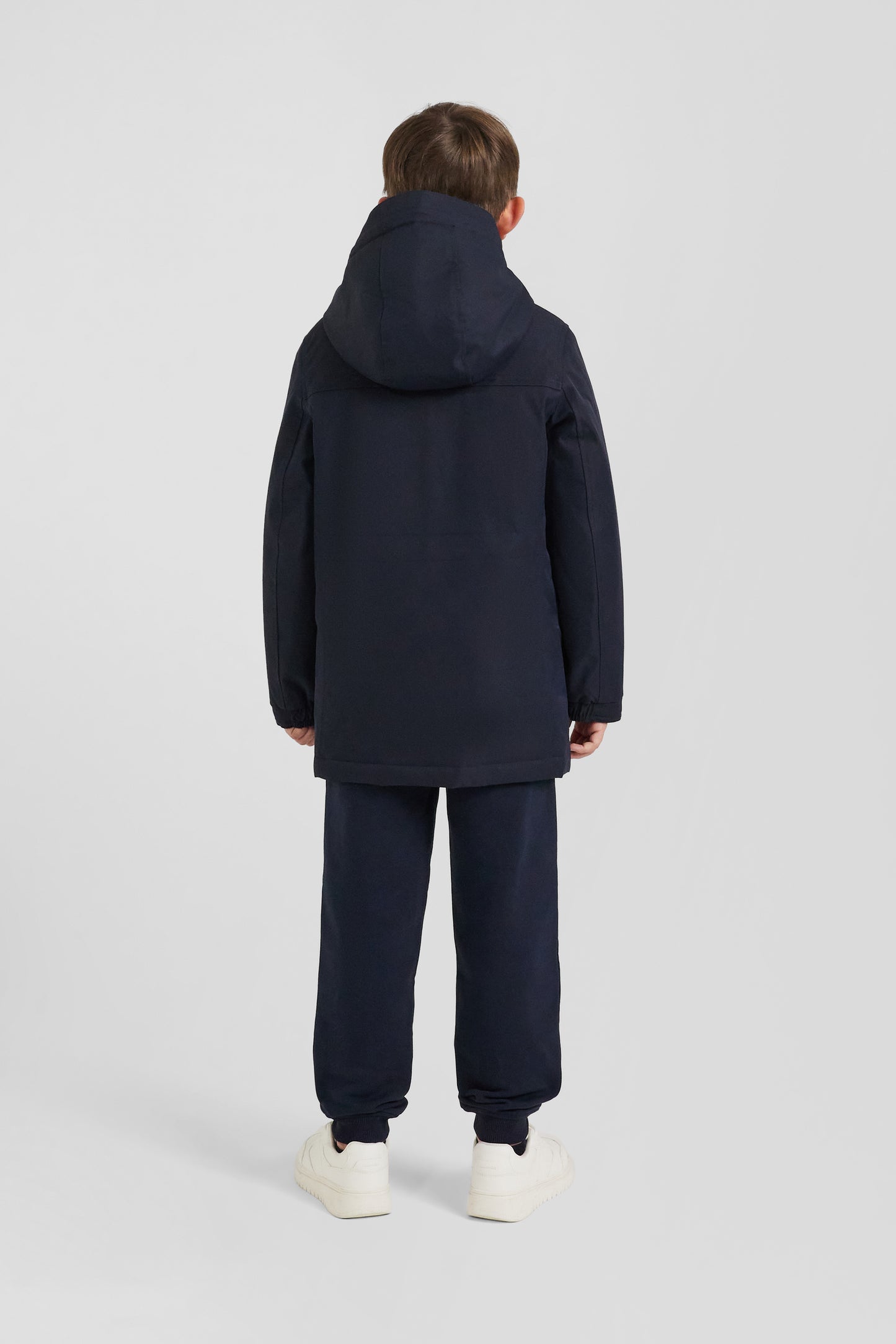 Navy blue long hooded children's parka