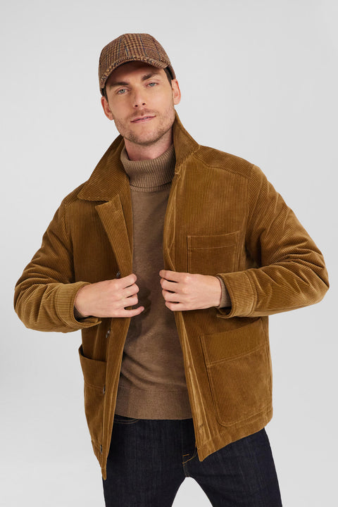 Hazelnut cotton blend check overshirt - Image 3