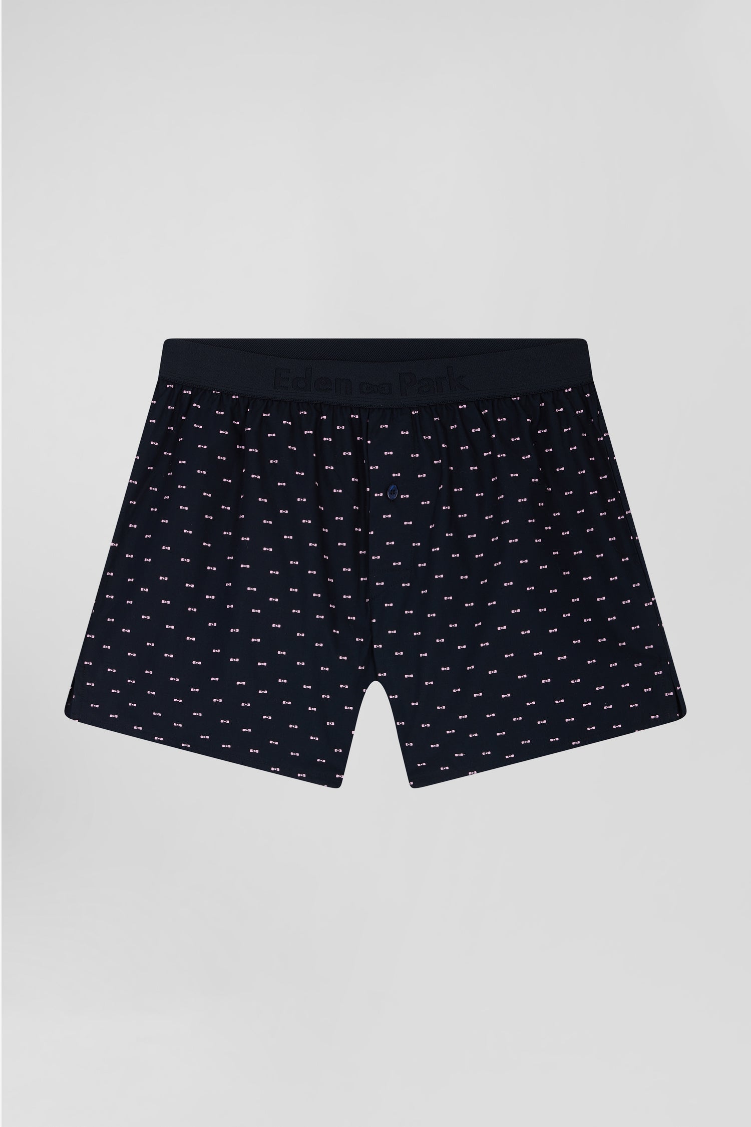 Navy blue stretch cotton jersey boxers with micro patterns