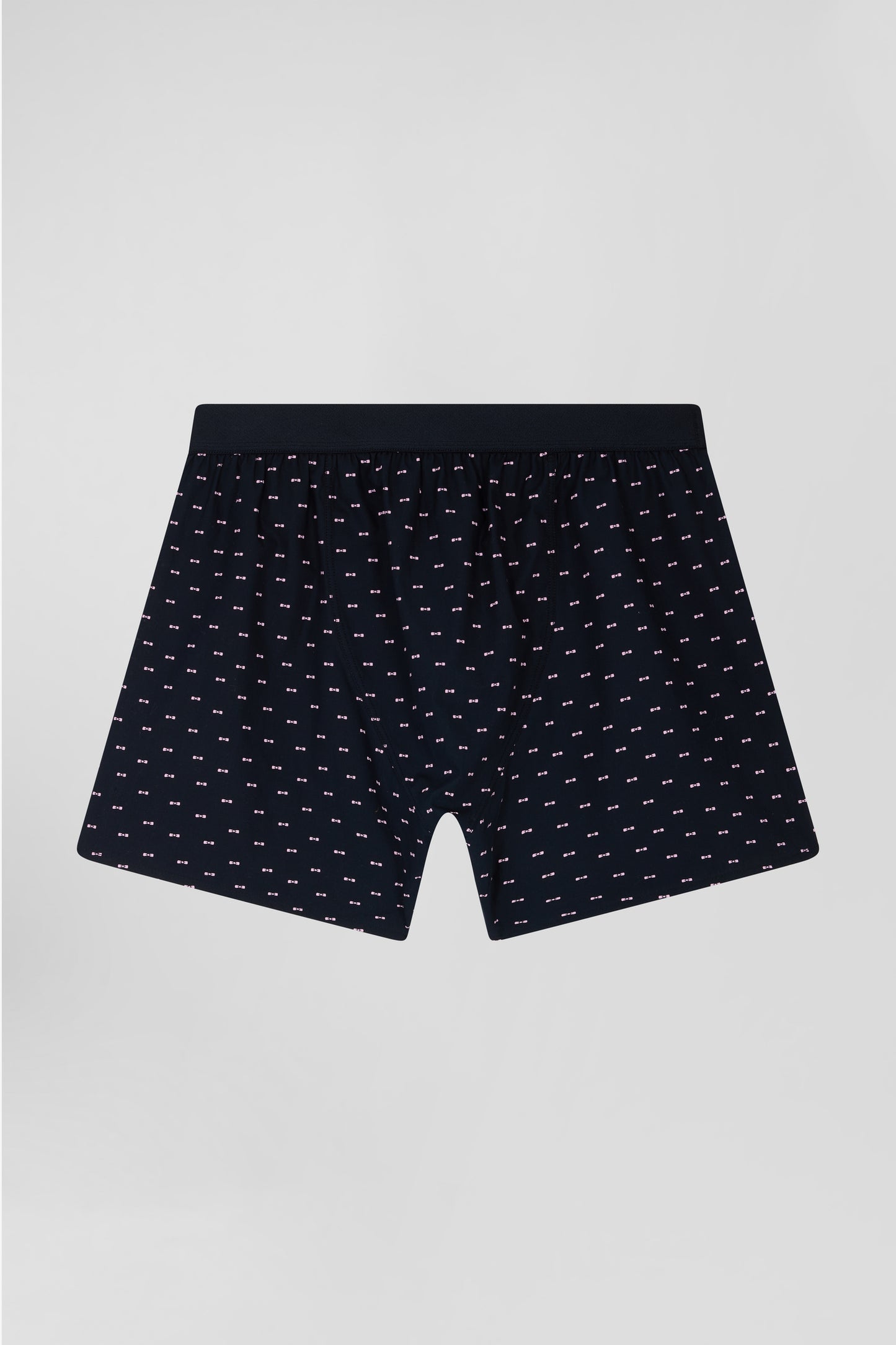 Navy blue stretch cotton jersey boxers with micro patterns