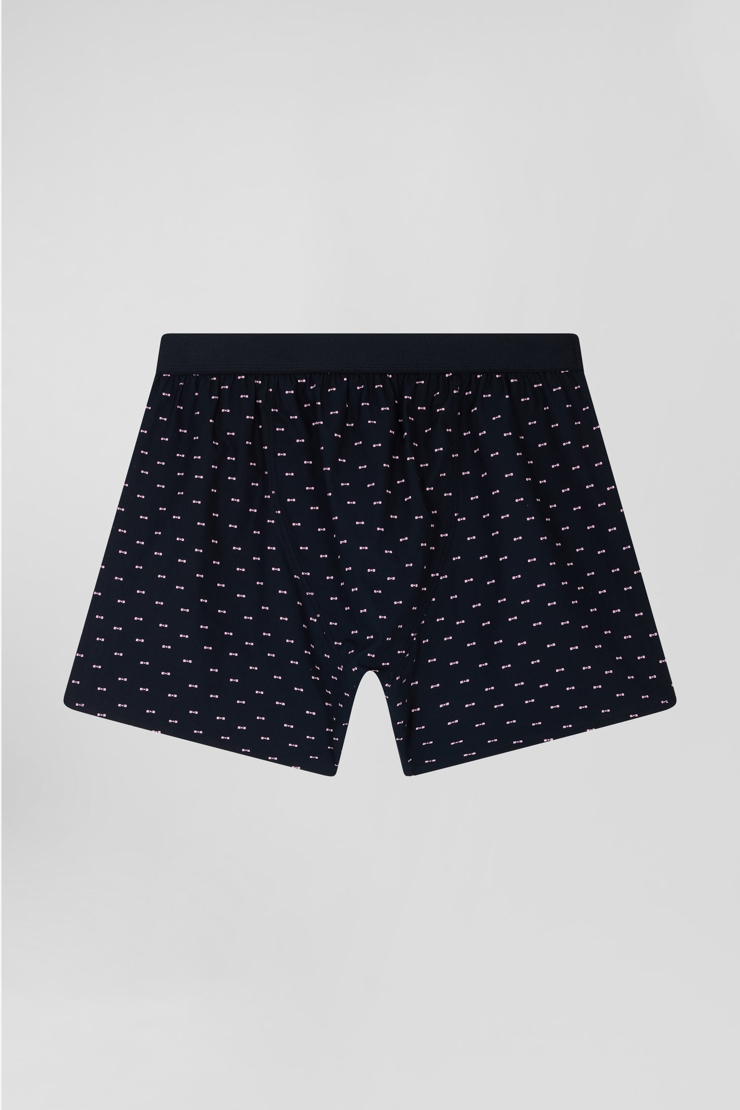 Navy blue stretch cotton jersey boxers with micro patterns