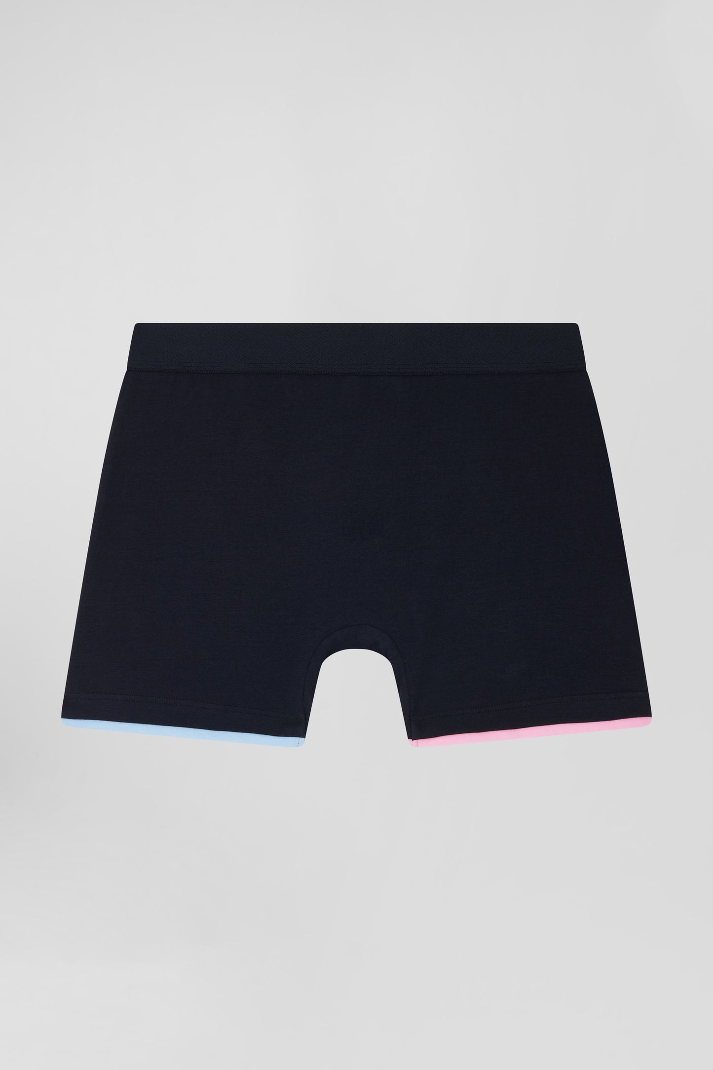 Navy blue stretch cotton boxers with contrast piping