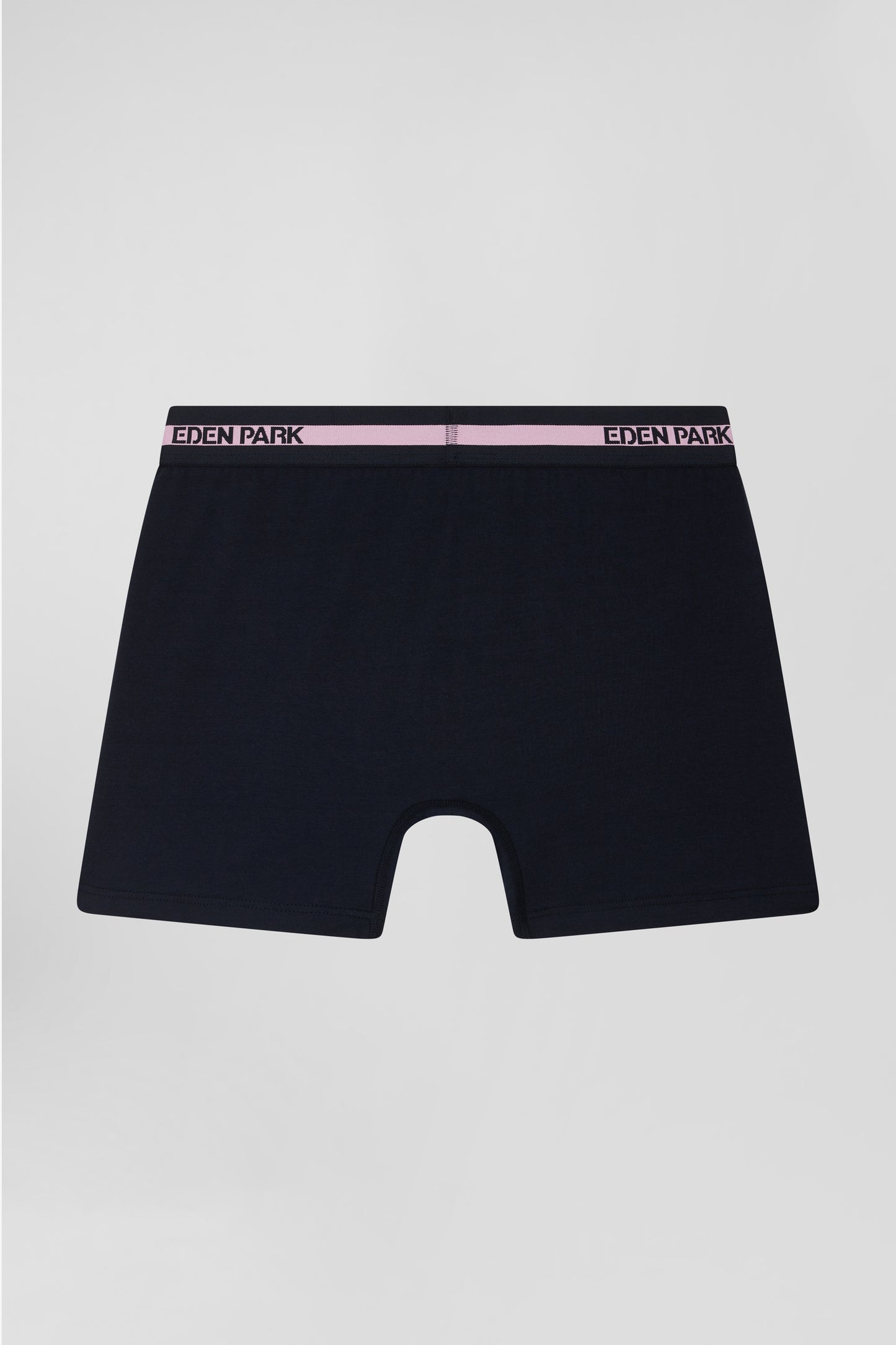 Navy blue stretch cotton boxers with branded waistband