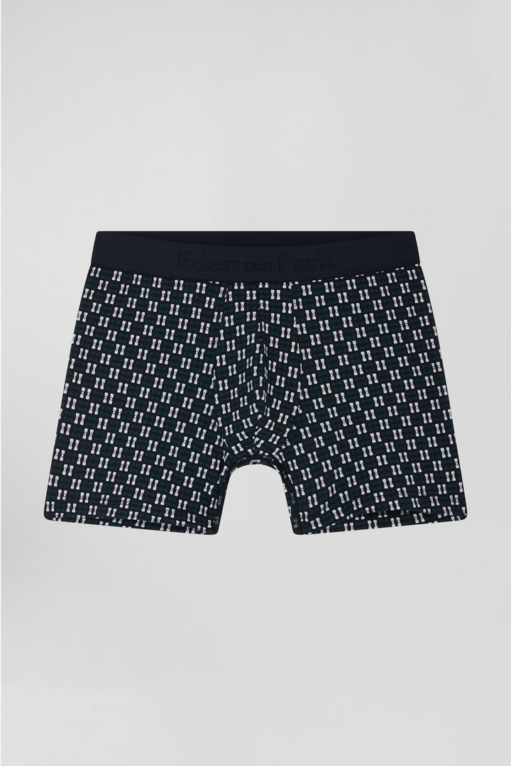 Boxer en coton stretch à micro-motifs vert