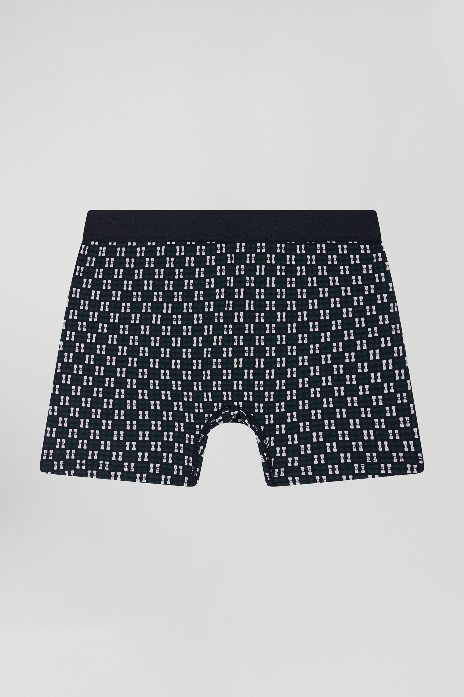 Green stretch cotton boxers with micro patterns