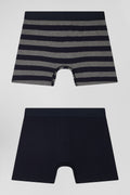 Set of 2 anthracite grey striped and solid stretch cotton boxers