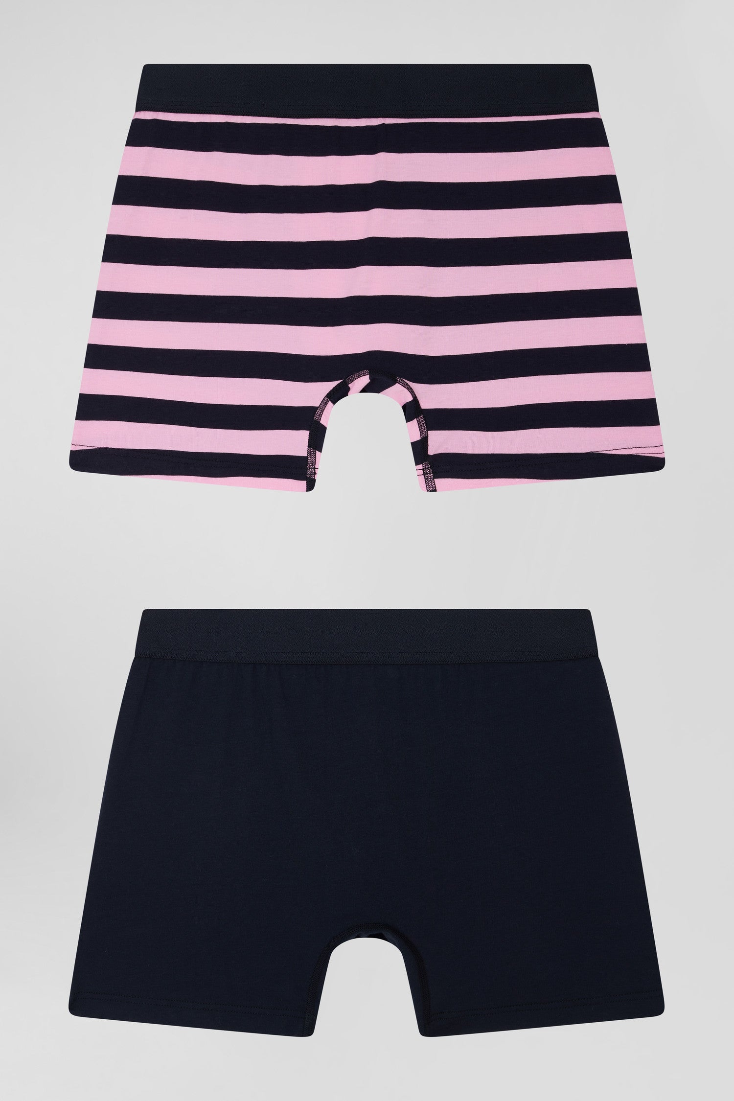 Set of 2 pink striped and solid stretch cotton boxers