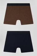 Lot de 2 boxers bleu marine et marron en coton stretch