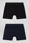 Lot de 2 boxers bleu marine et noir en coton stretch