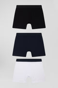 Set of 3 white solid stretch cotton boxers