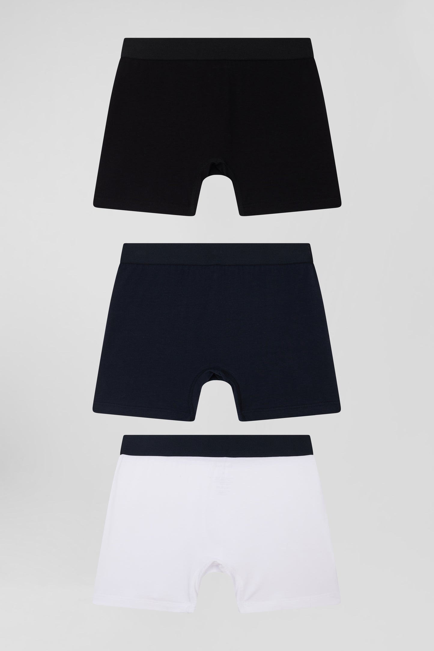 Set of 3 white solid stretch cotton boxers