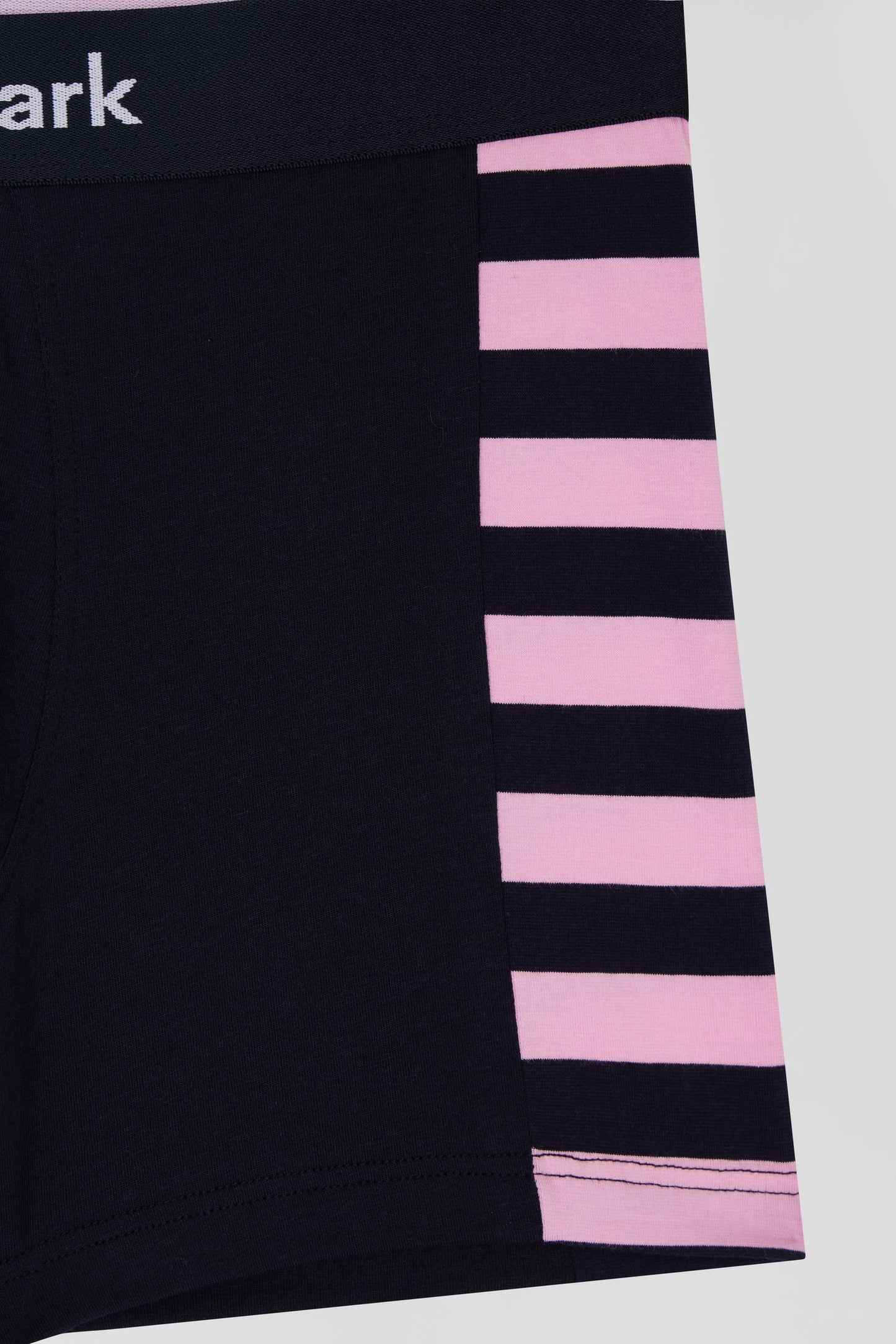 Set of 2 navy blue stretch cotton boxers with pink stripes