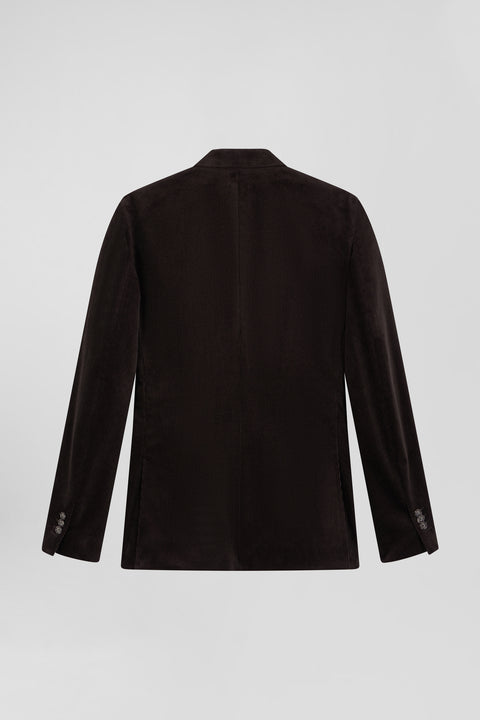 Brown stretch cotton velvet jacket Modern fit - Image 2