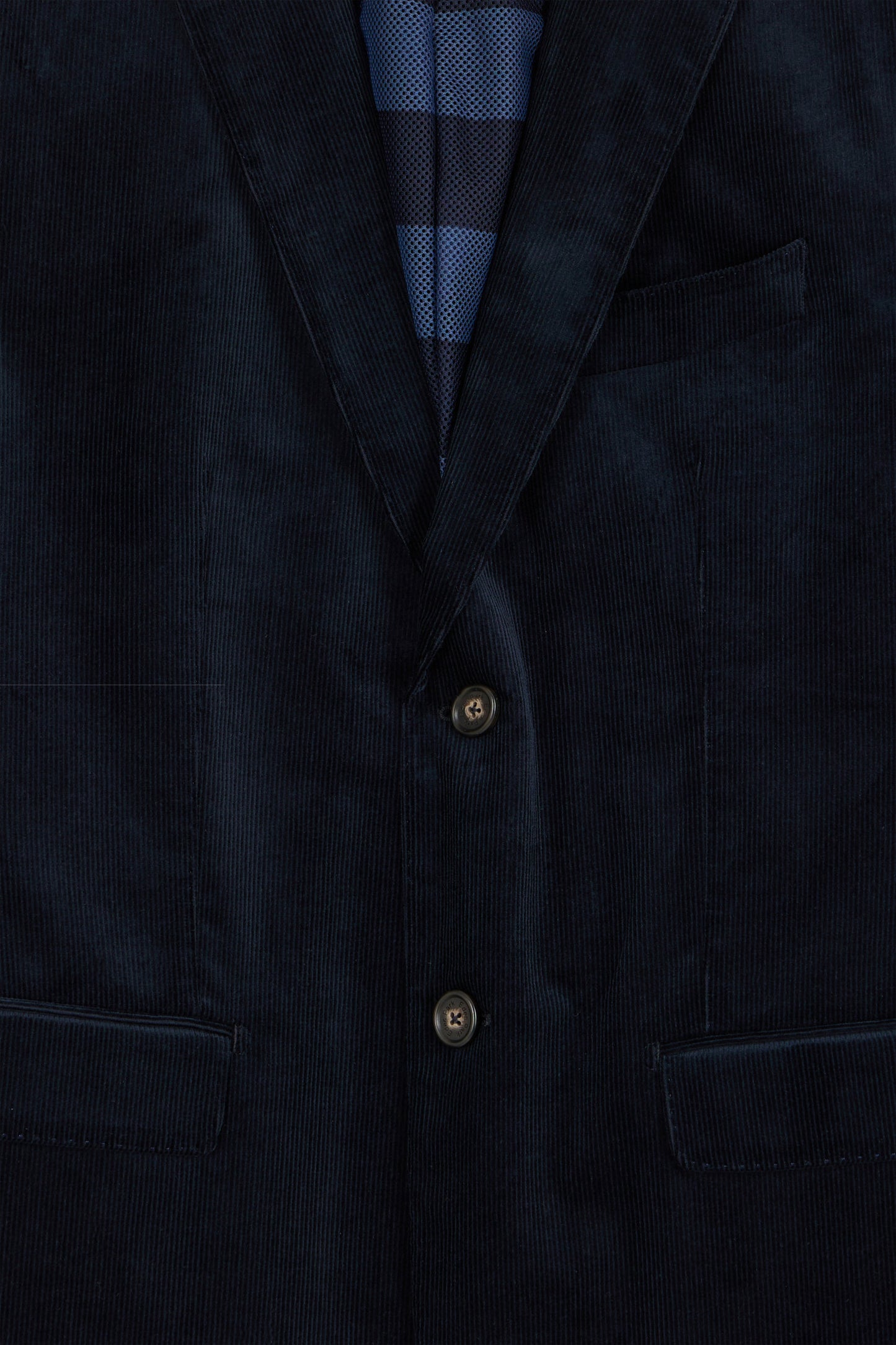 Navy blue stretch cotton velvet jacket Modern fit