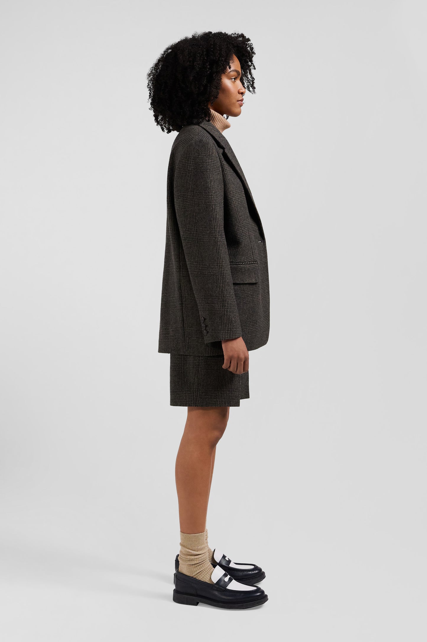 Prince of Wales wool blend blazer Oversized fit